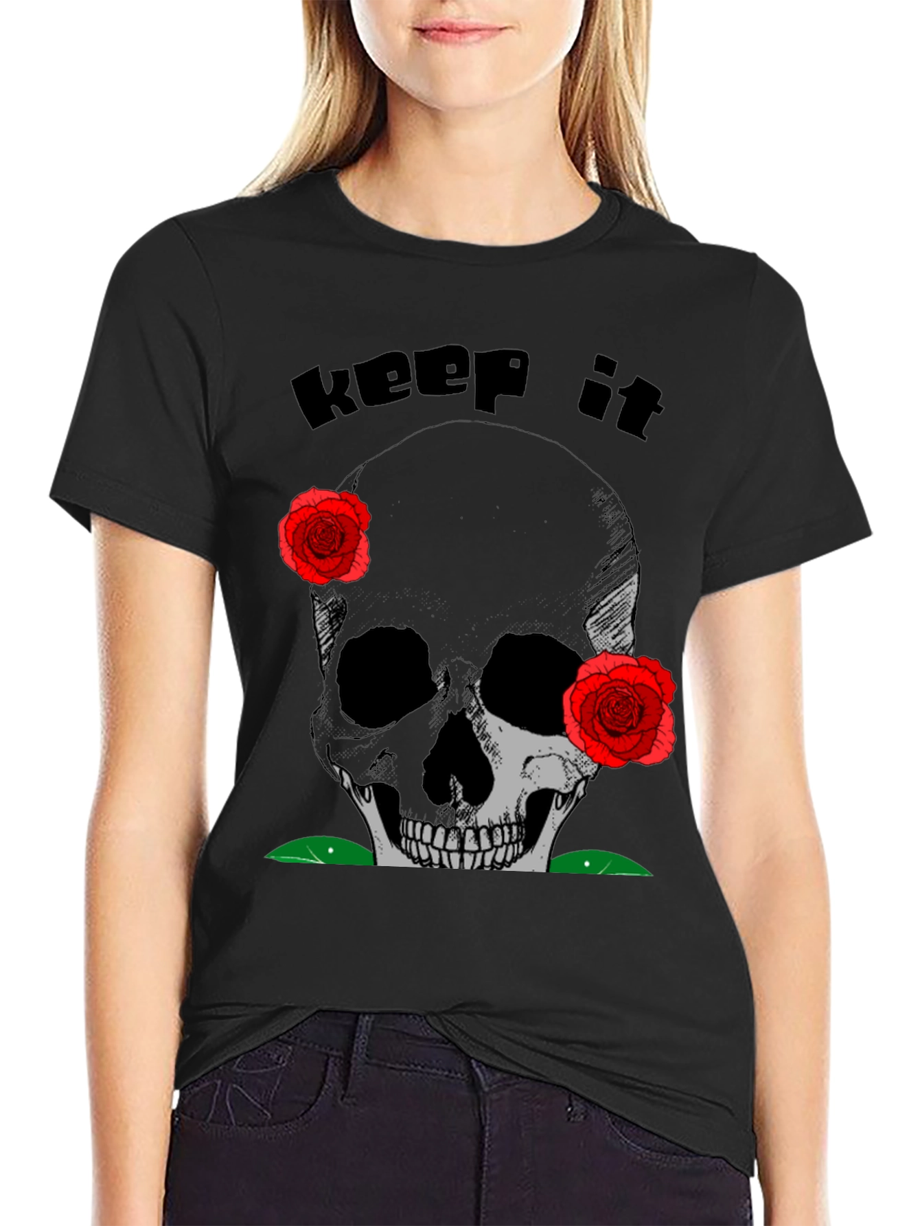 Skull & Roses Graphic Tee - Keep It Spooky