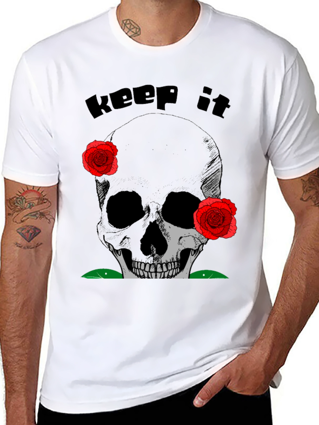 Skull & Roses Graphic Tee - Keep It Spooky