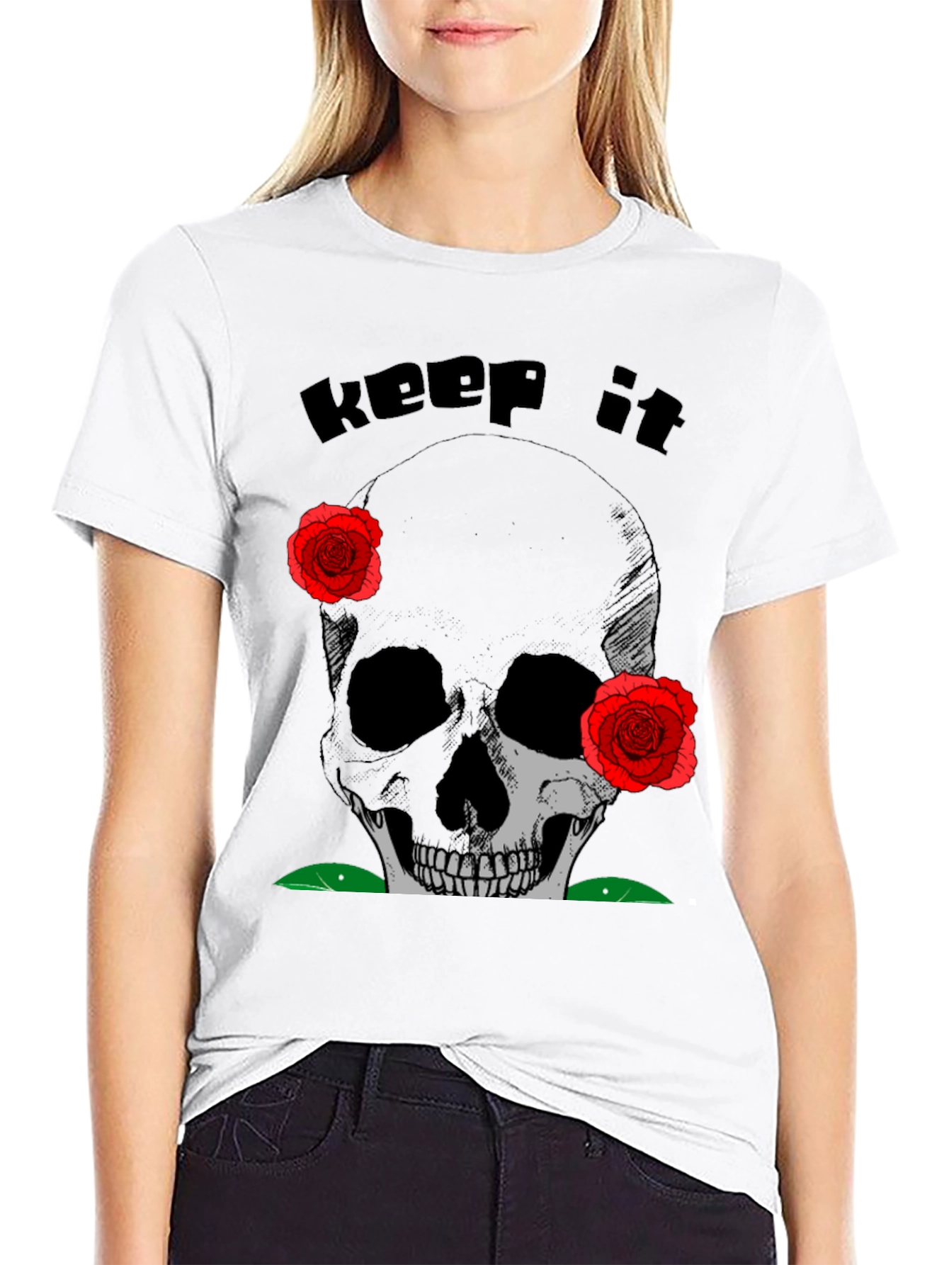 Skull & Roses Graphic Tee - Keep It Spooky
