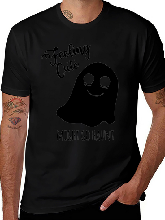 Feeling Cute Ghost Graphic Tee - Halloween Shirt