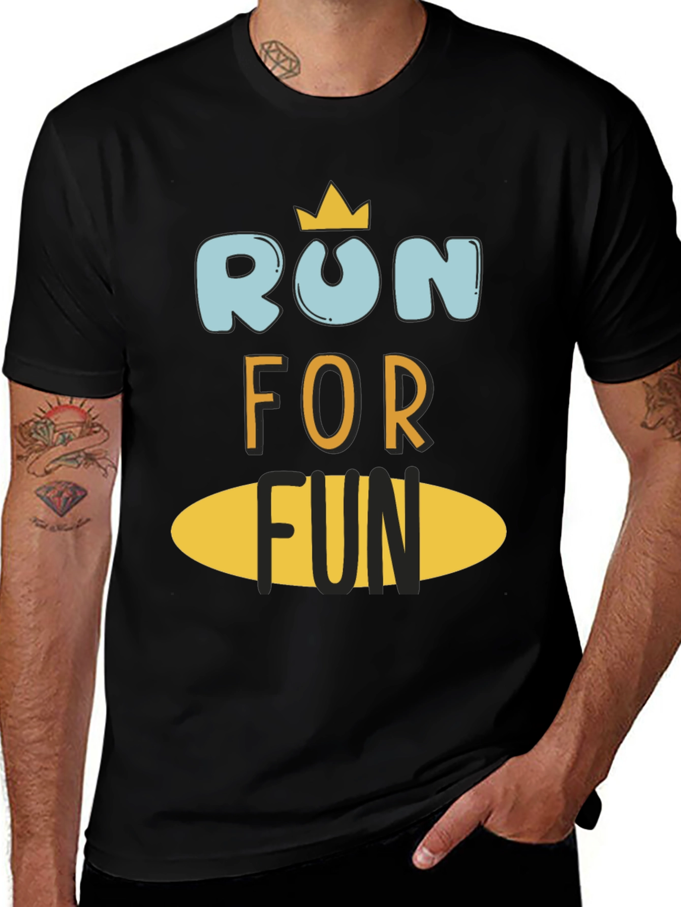 Run For Fun Black Graphic Tee