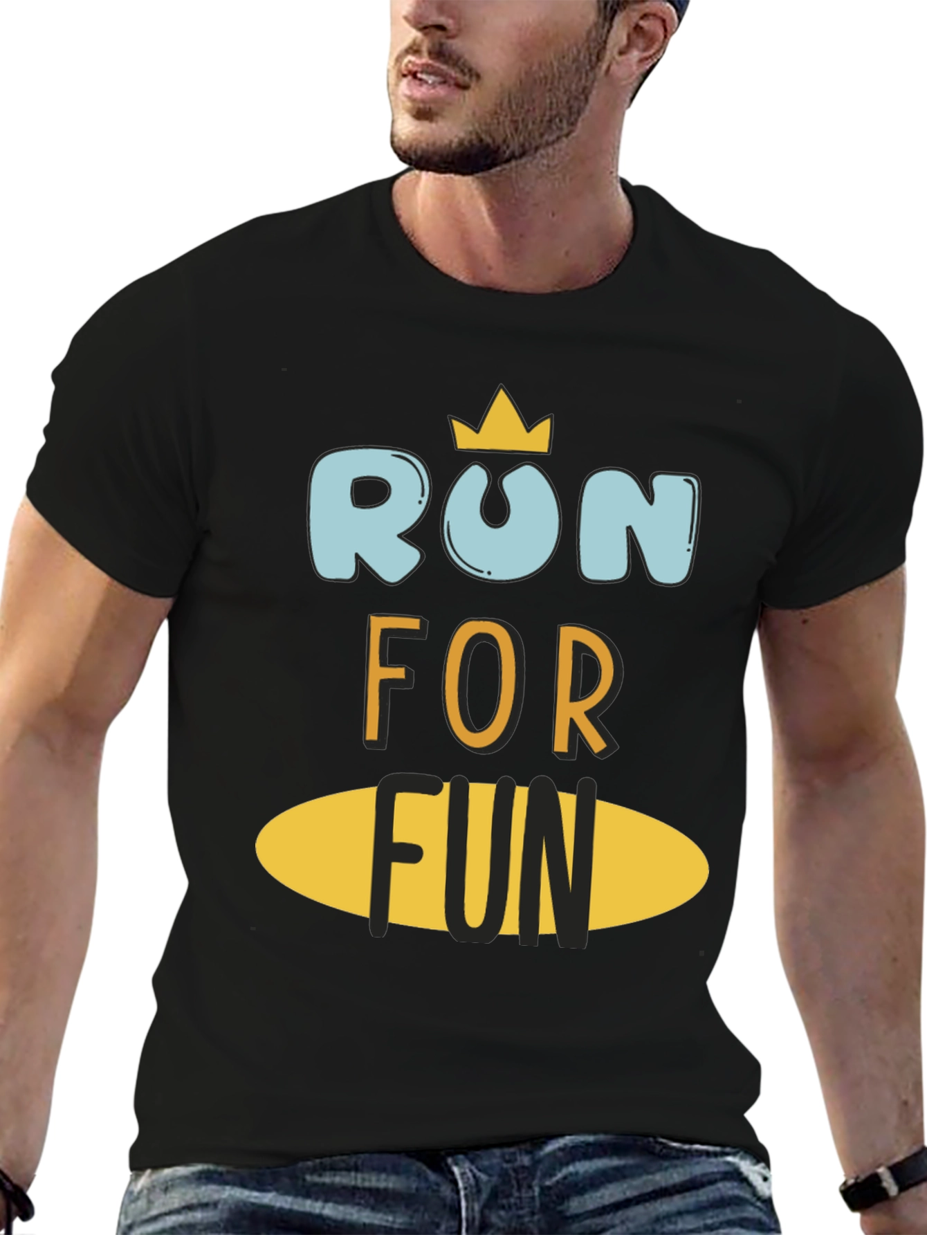 Run For Fun Black Graphic Tee