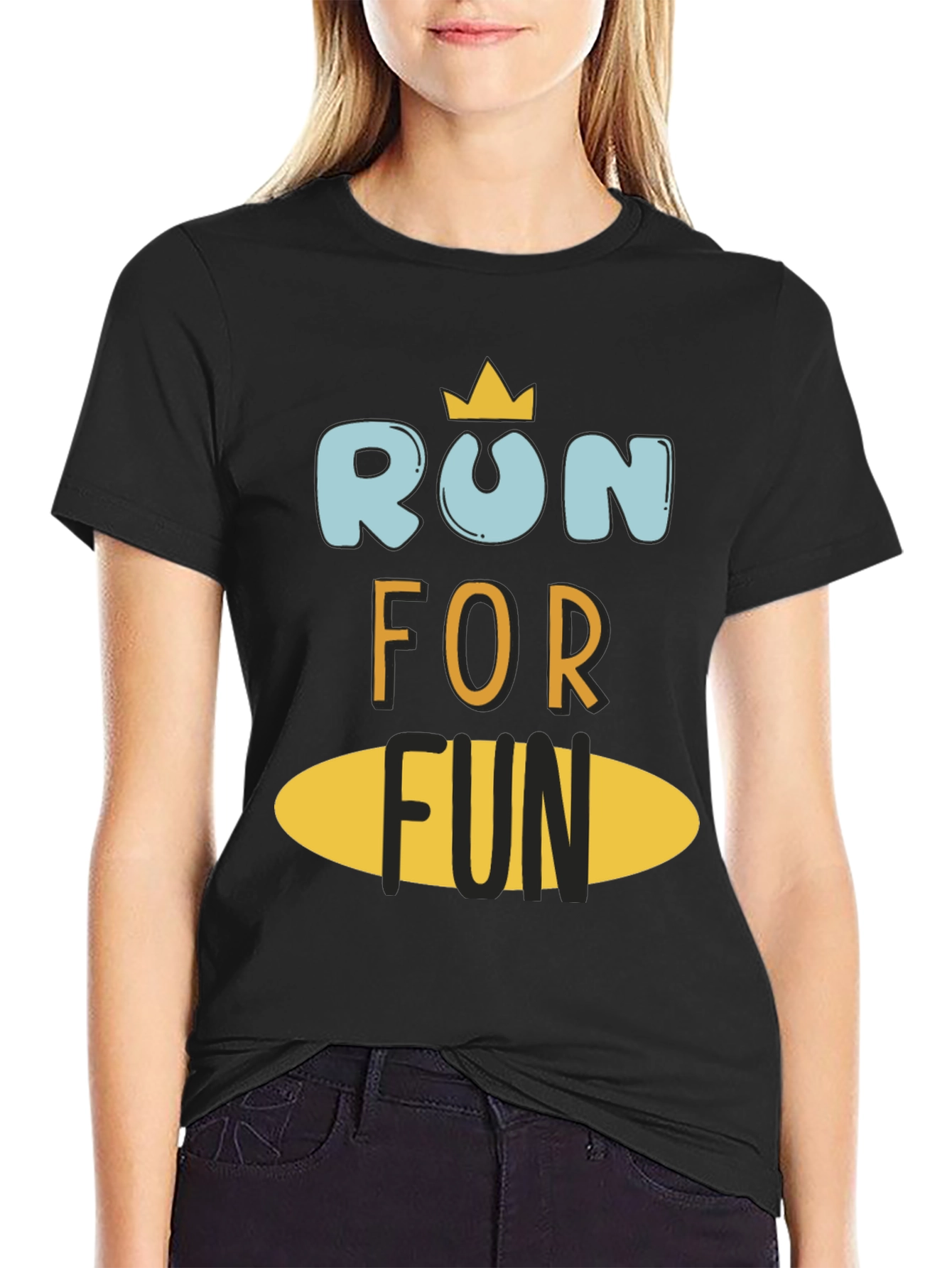 Run For Fun Black Graphic Tee