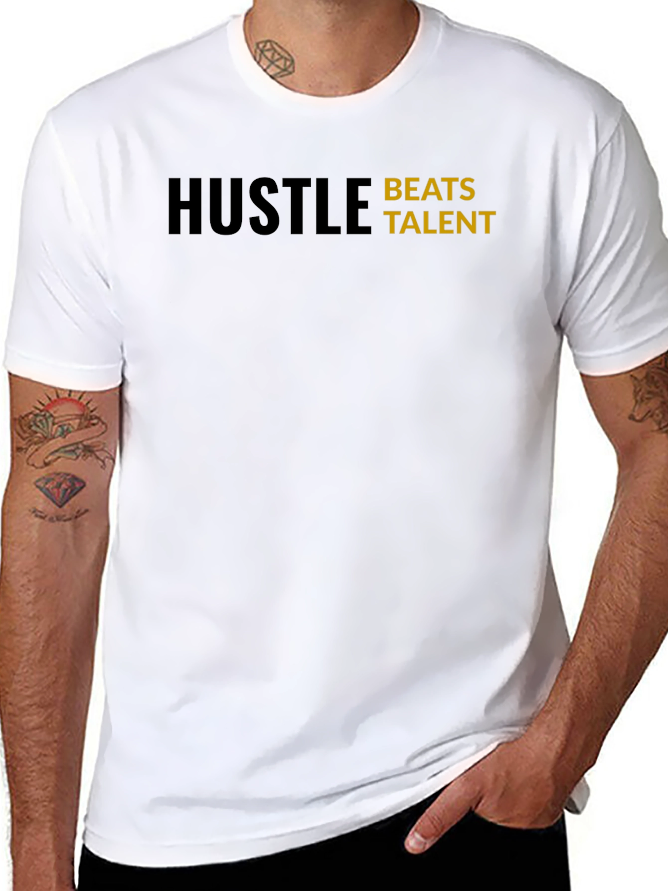 Hustle Beats Talent T-Shirt - Motivational Black Tee