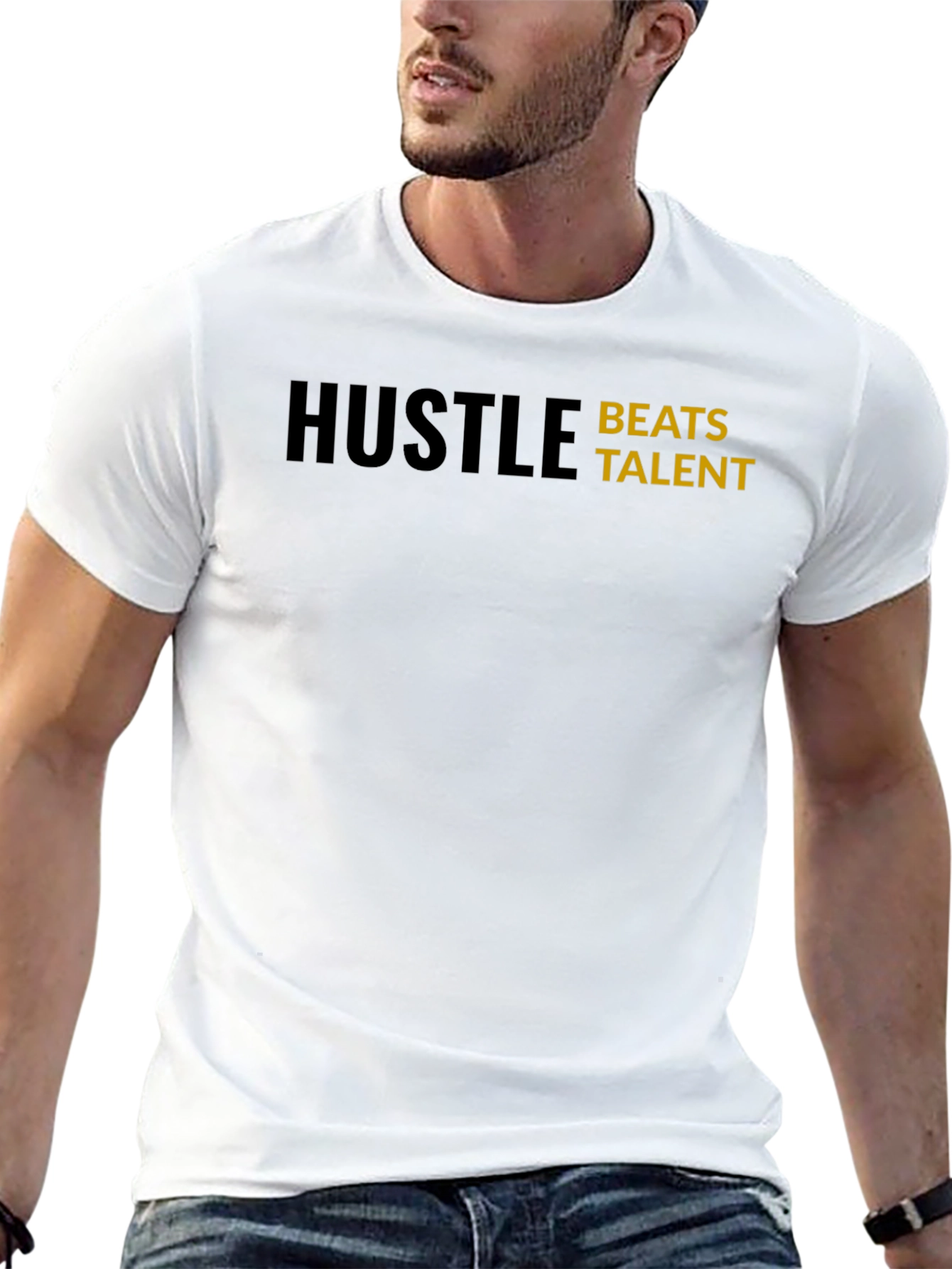 Hustle Beats Talent T-Shirt - Motivational Black Tee