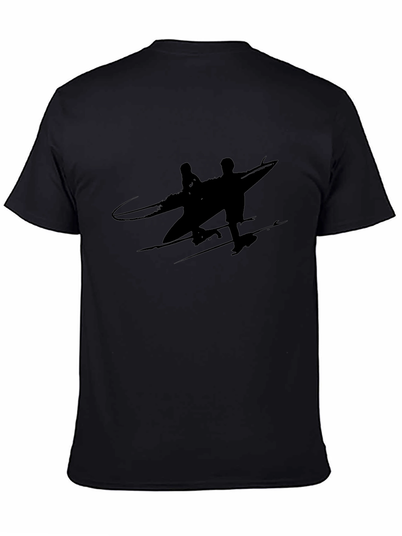 Black T-Shirt with Surfer Graphic