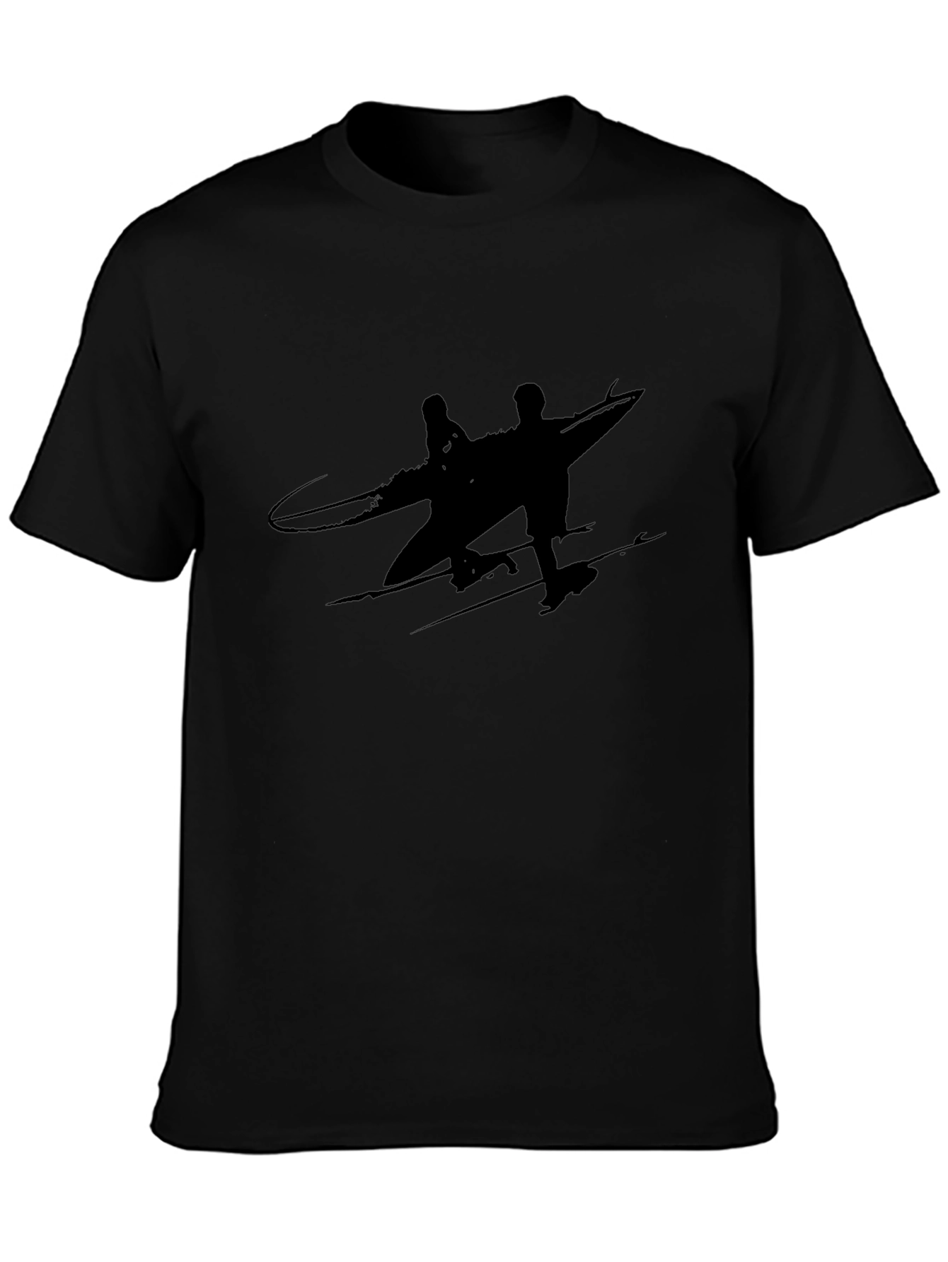 Black T-Shirt with Surfer Graphic