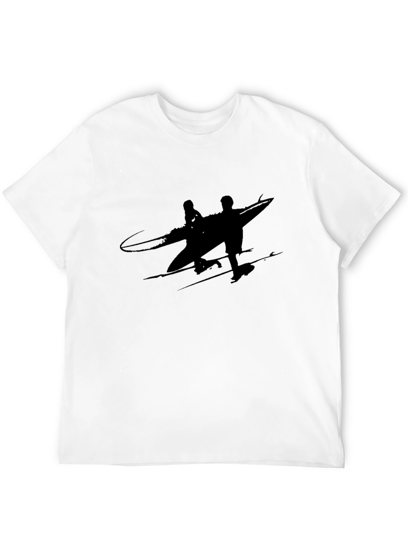 Black T-Shirt with Surfer Graphic