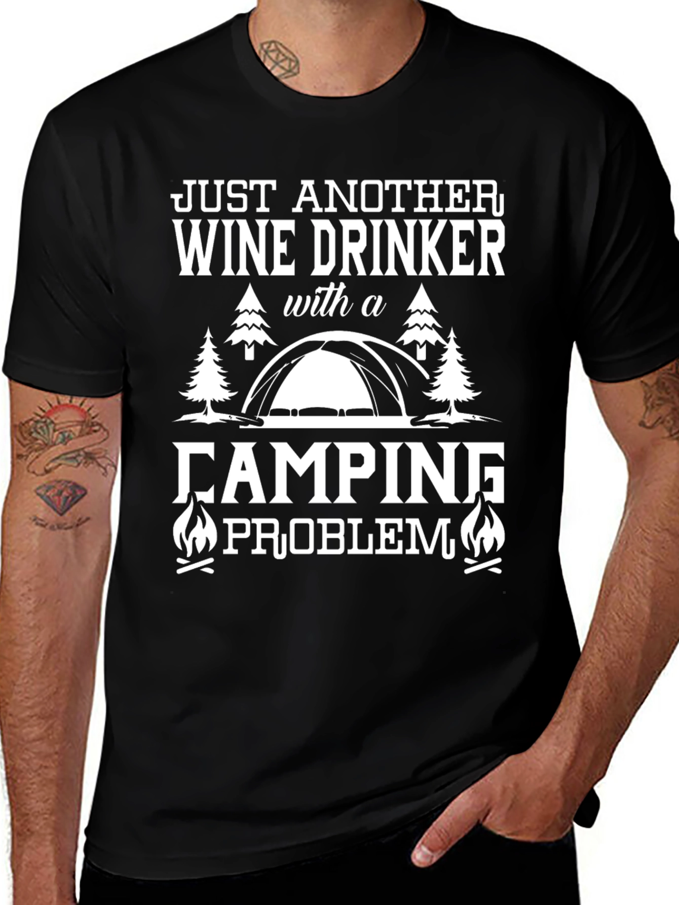 Wine Drinker Camping Problem Graphic T-Shirt