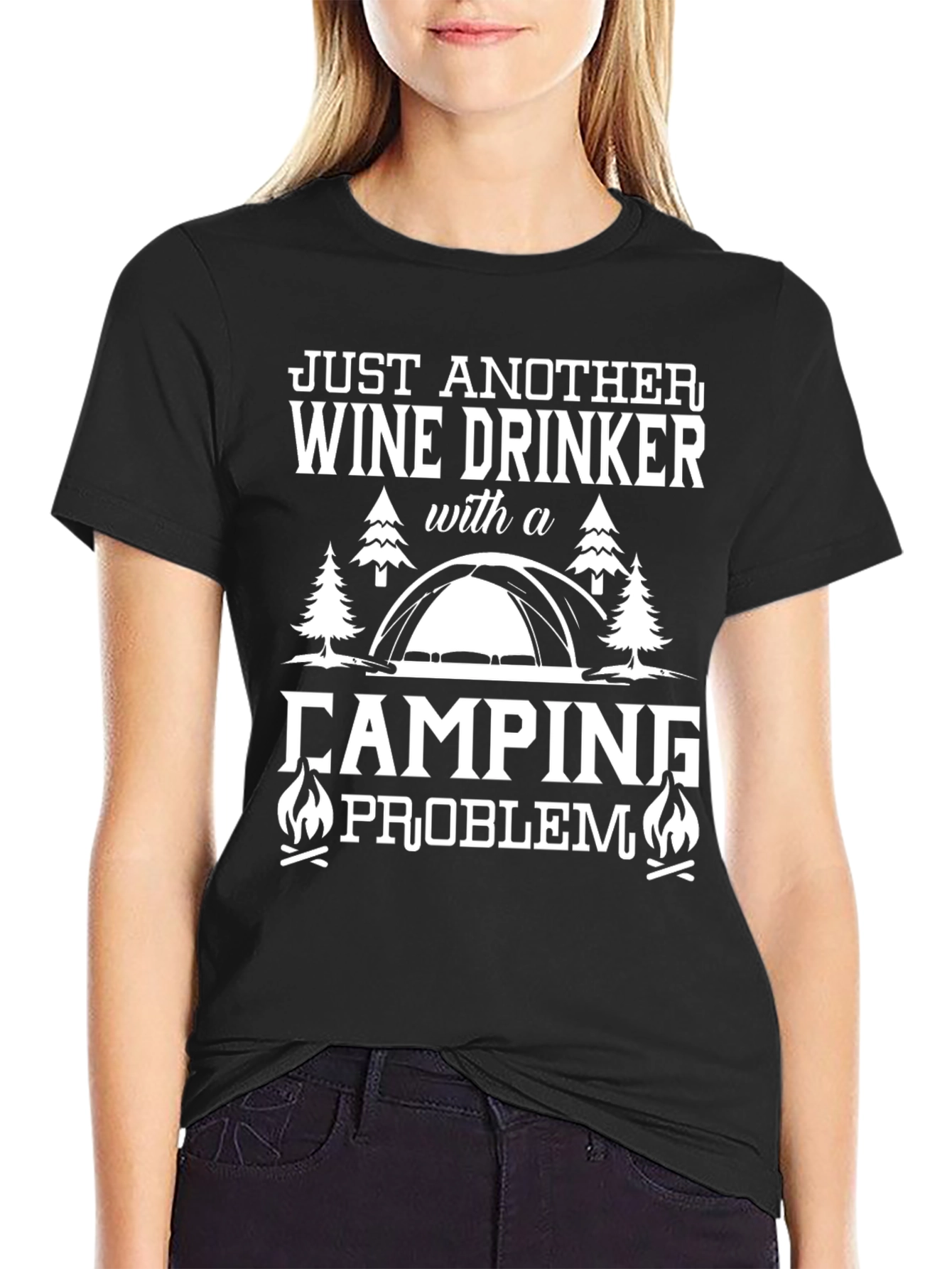 Wine Drinker Camping Problem Graphic T-Shirt