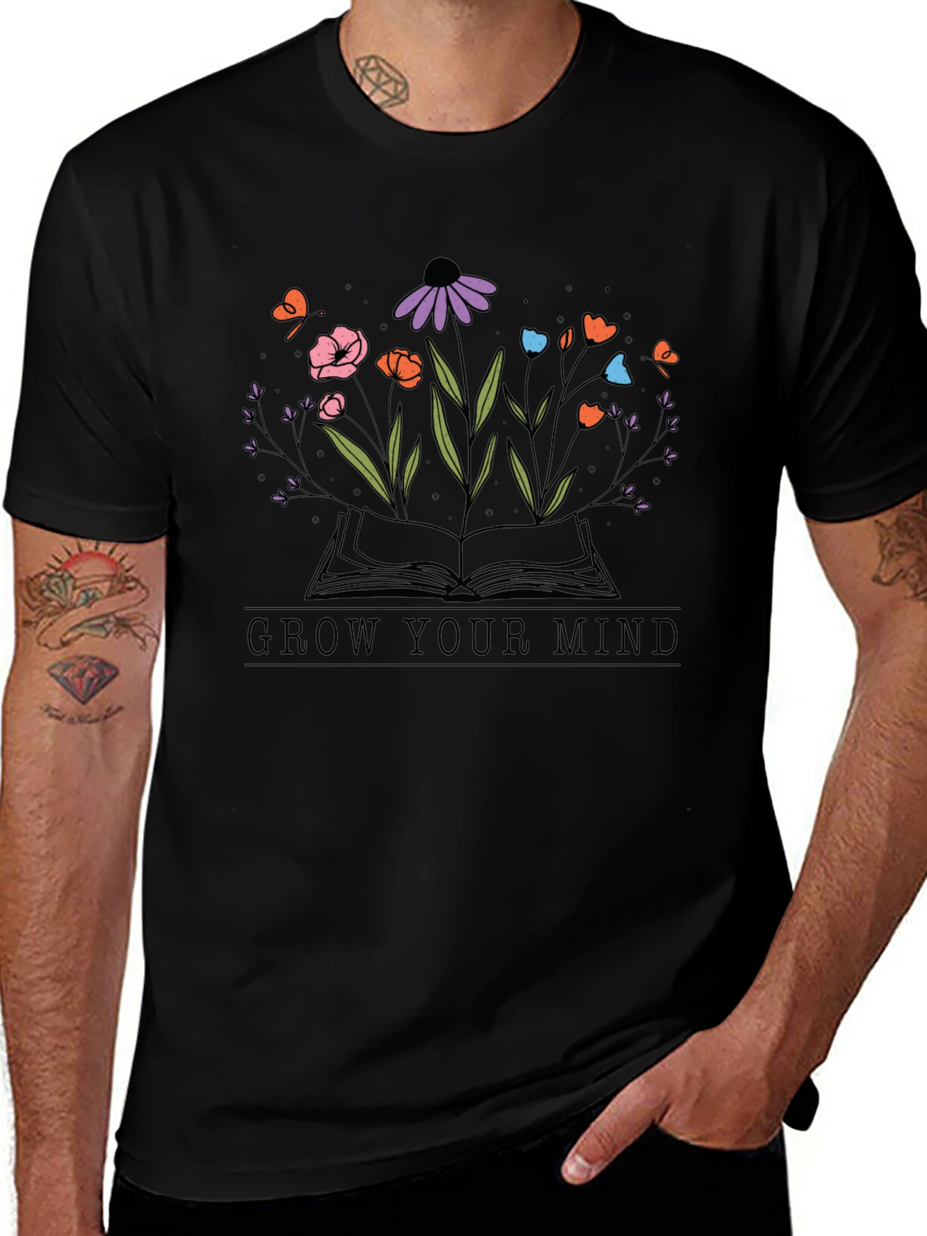 Grow Your Mind Graphic Tee - Unisex Black T-Shirt