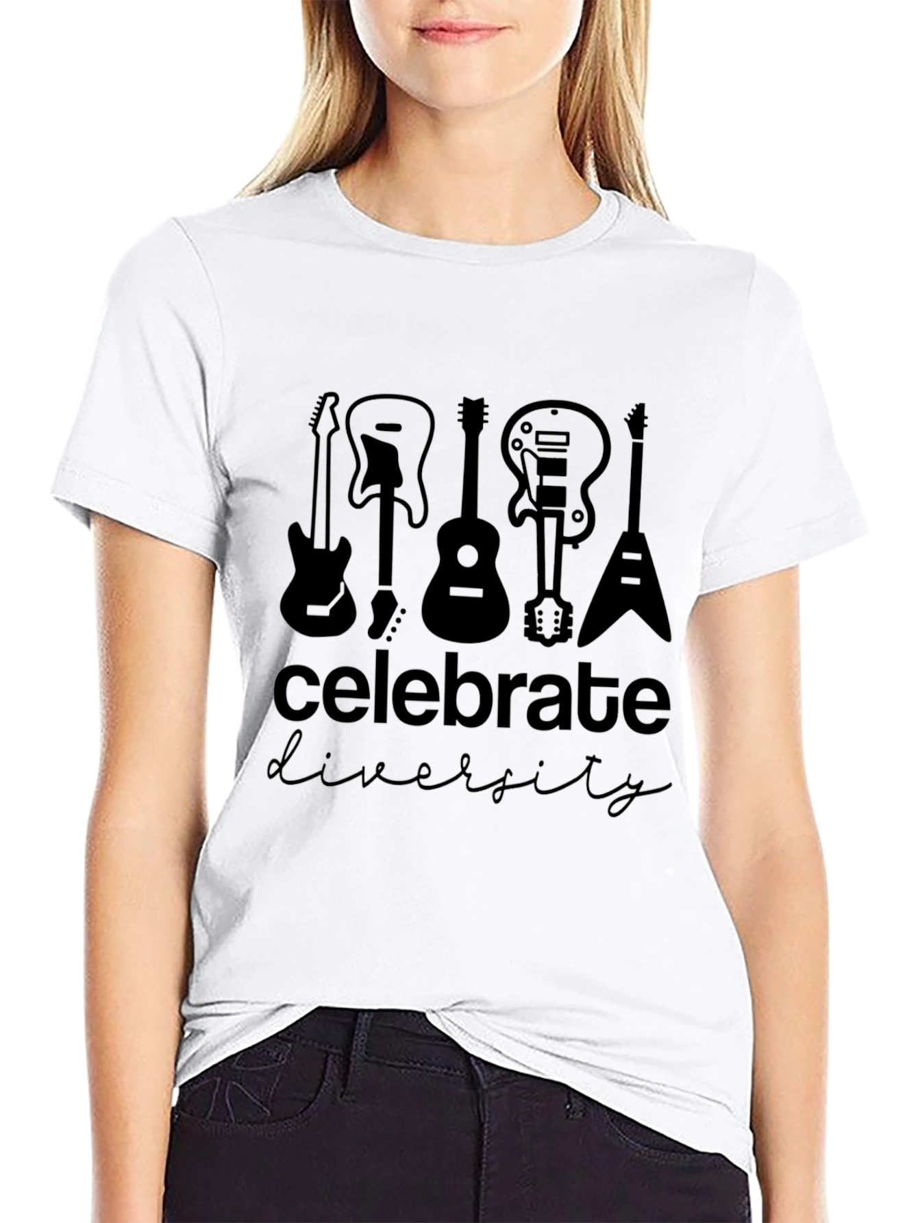 Celebrate Diversity Guitar Graphic Tee - Black