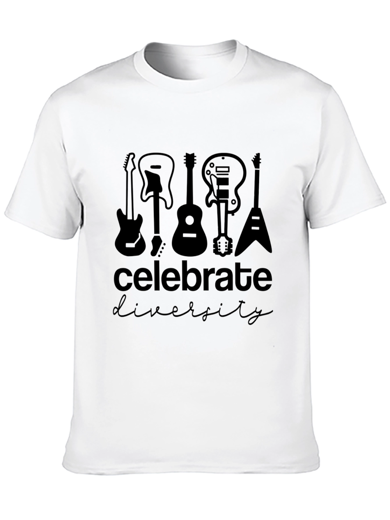 Celebrate Diversity Guitar Graphic Tee - Black