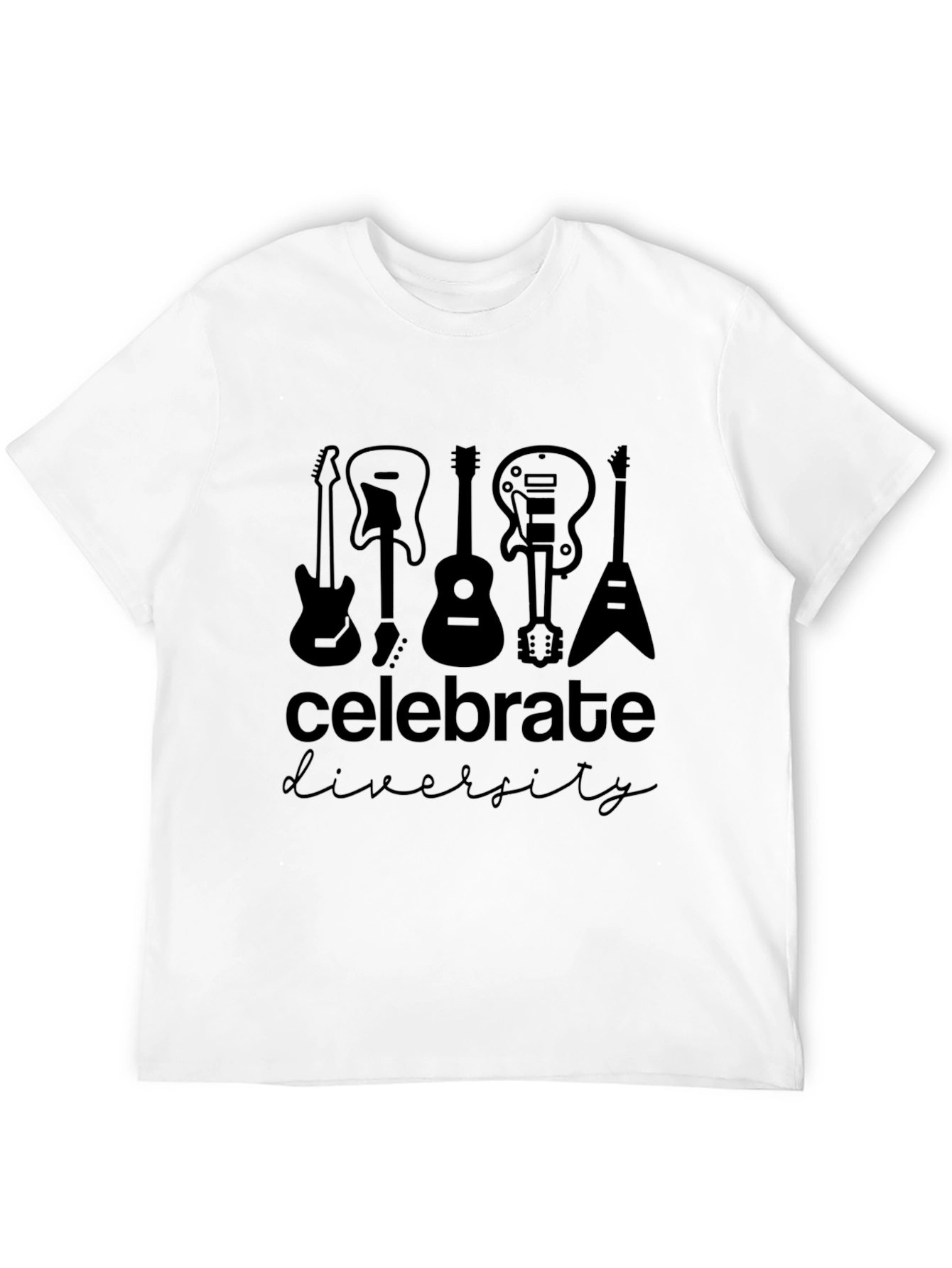 Celebrate Diversity Guitar Graphic Tee - Black