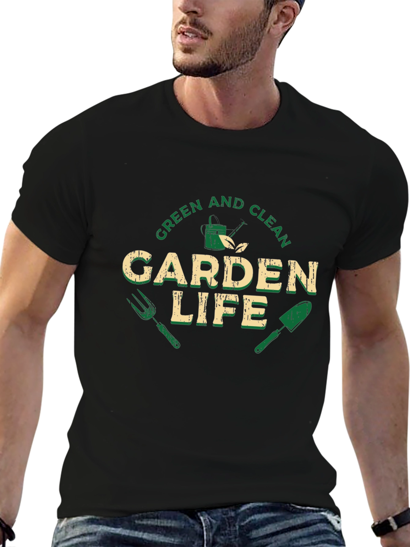 Green and Clean Garden Life Black T-Shirt