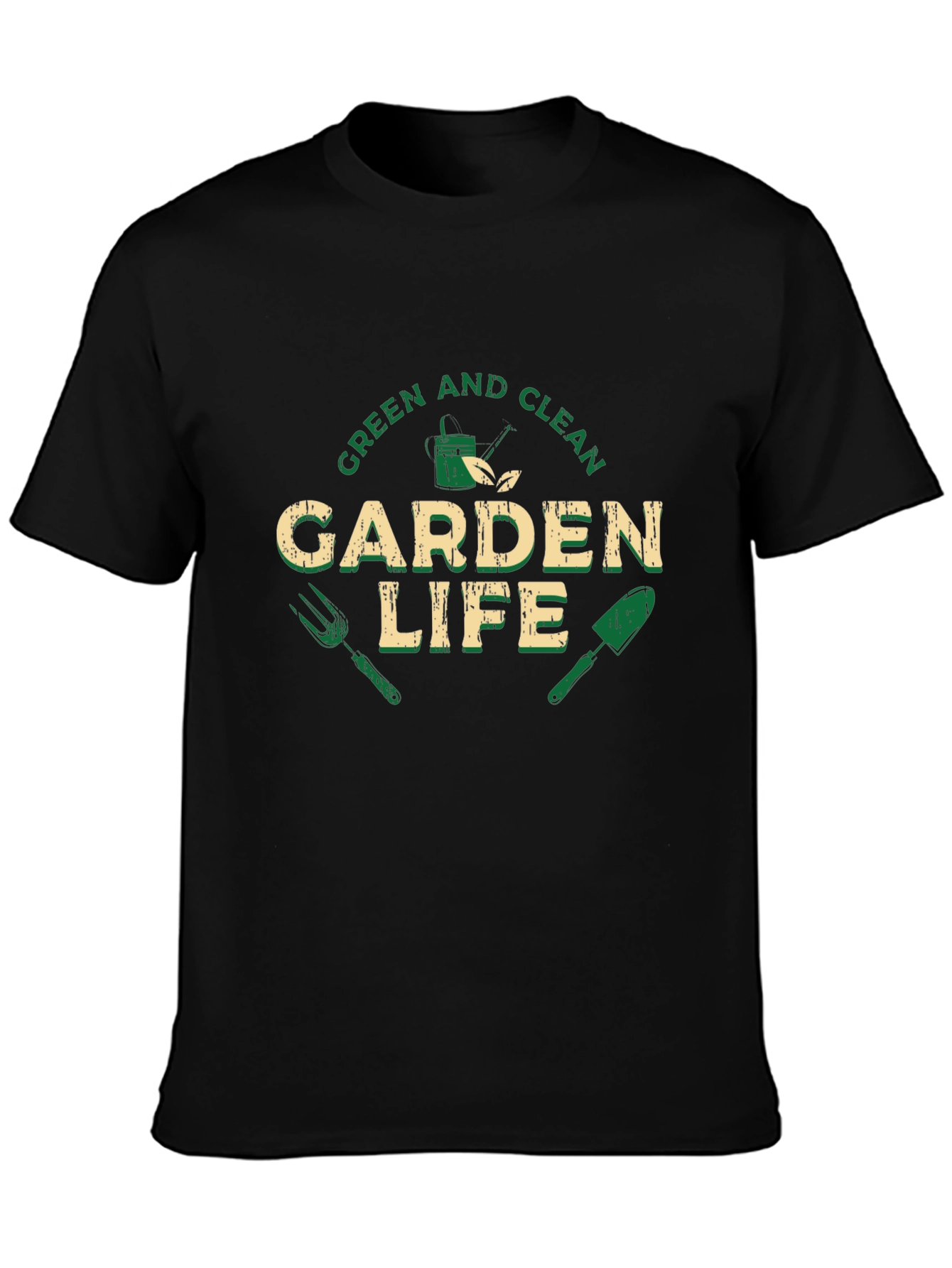 Green and Clean Garden Life Black T-Shirt