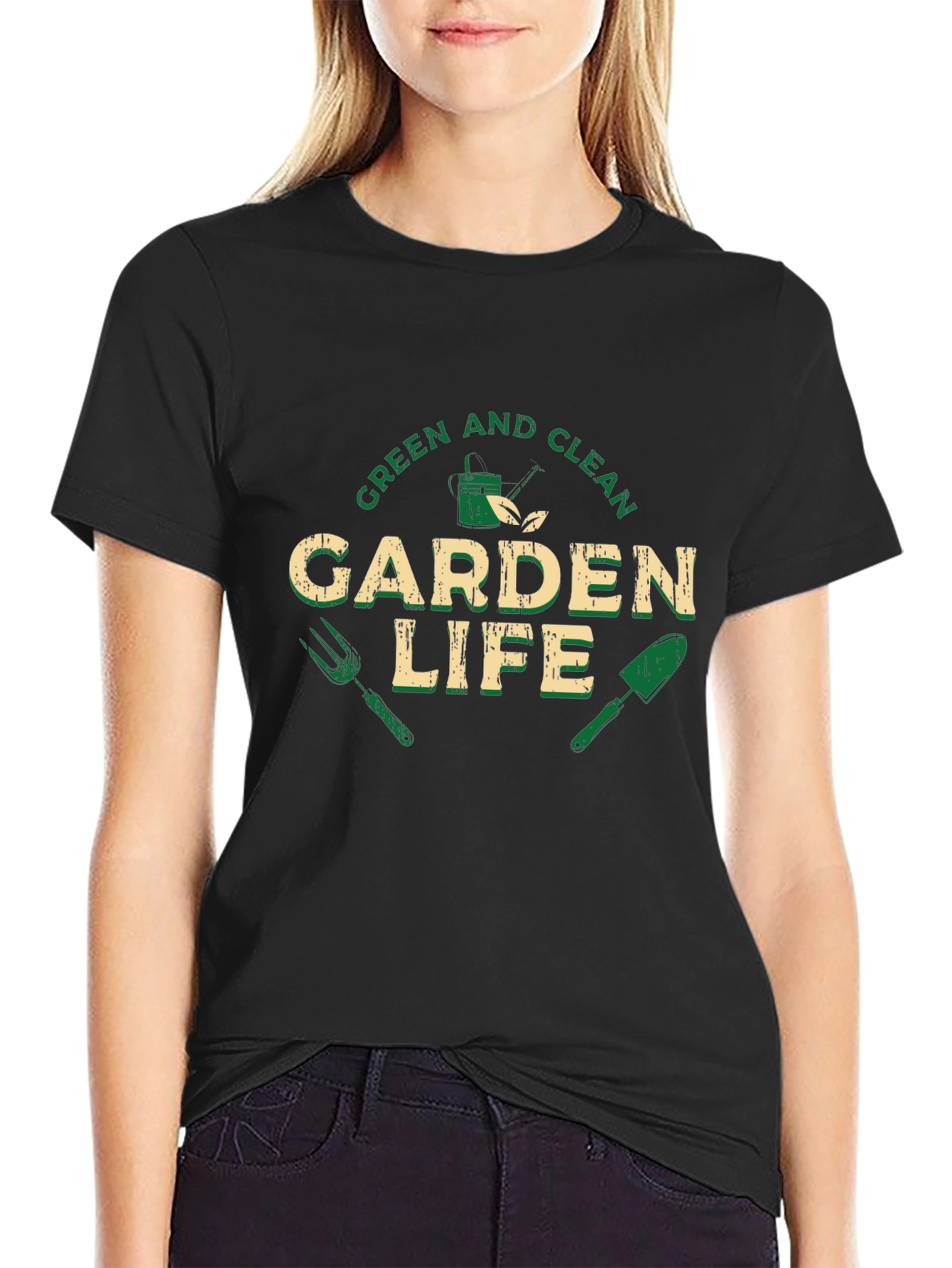 Green and Clean Garden Life Black T-Shirt