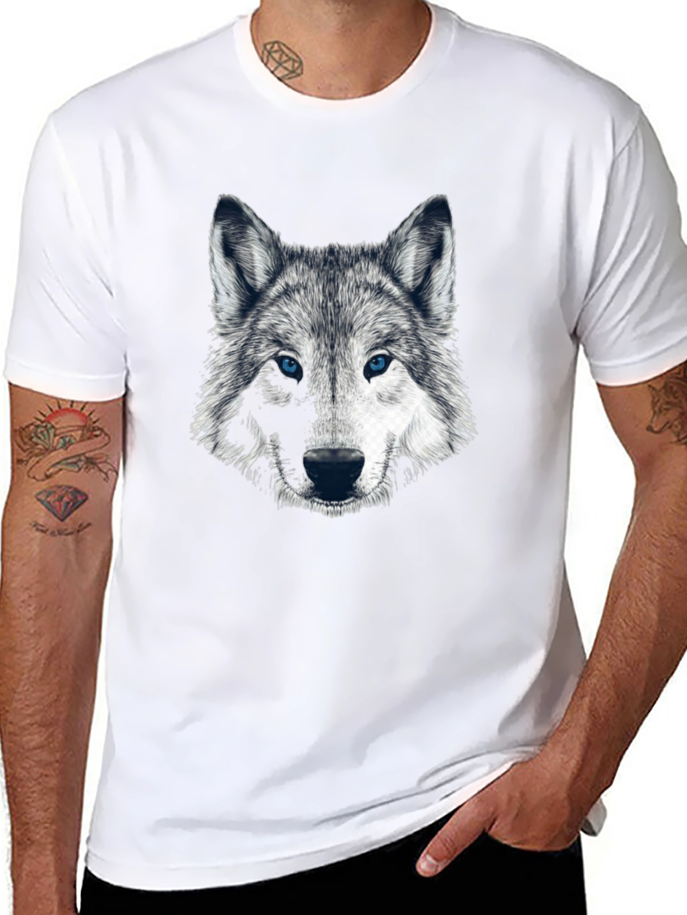 Wolf Graphic Print Black T-Shirt