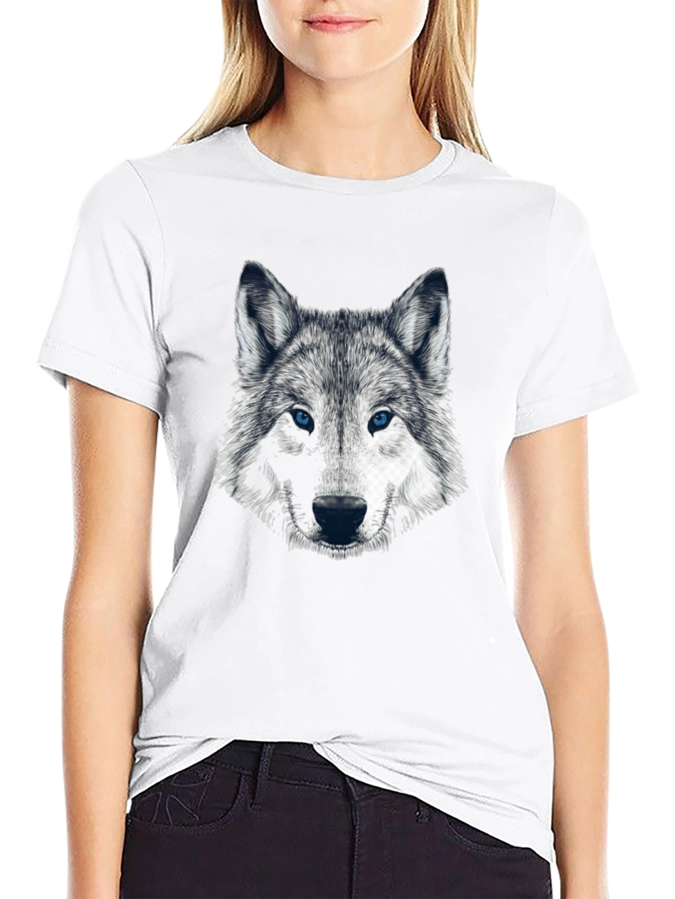 Wolf Graphic Print Black T-Shirt