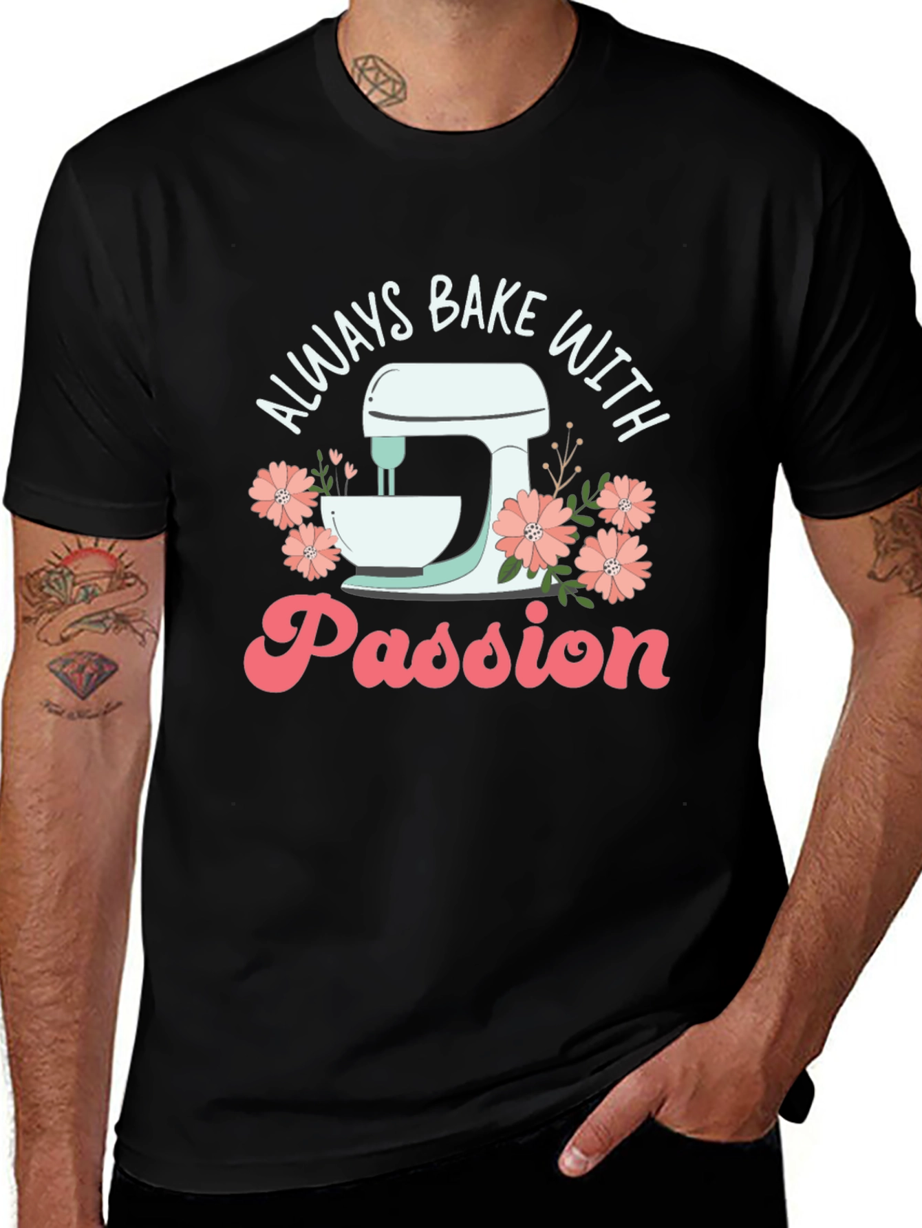 Always Bake with Passion Black Graphic Tee