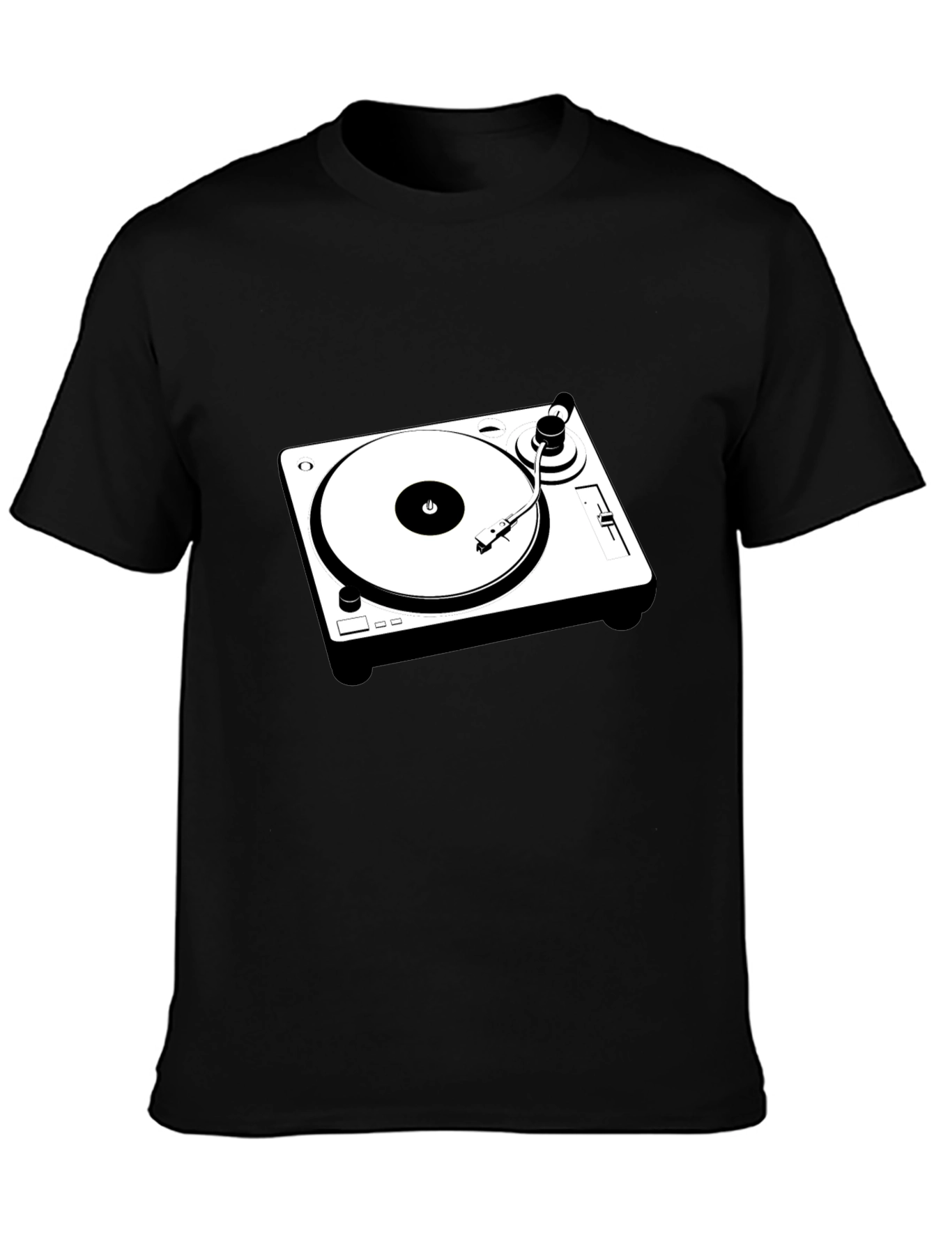 Black T-Shirt with Turntable Graphic