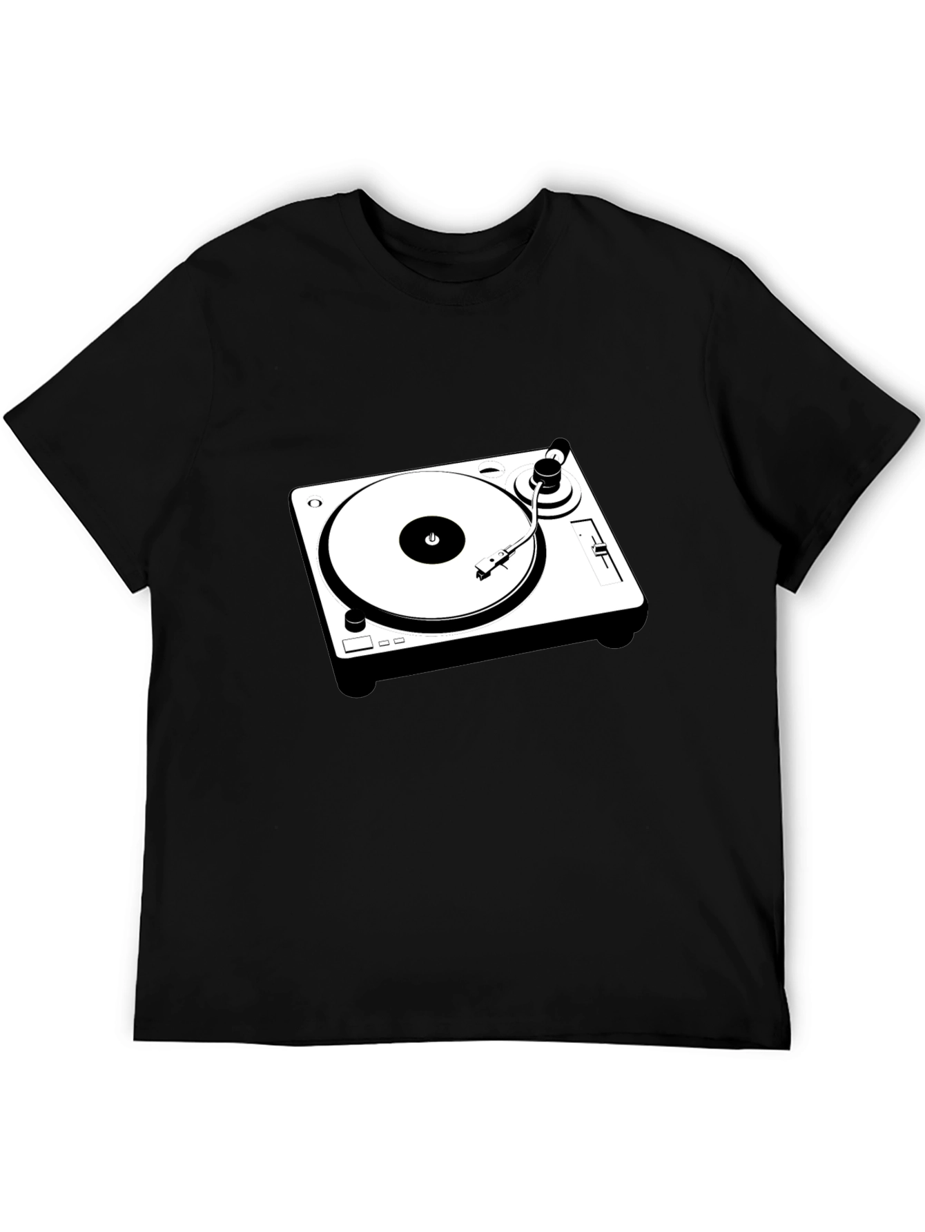 Black T-Shirt with Turntable Graphic