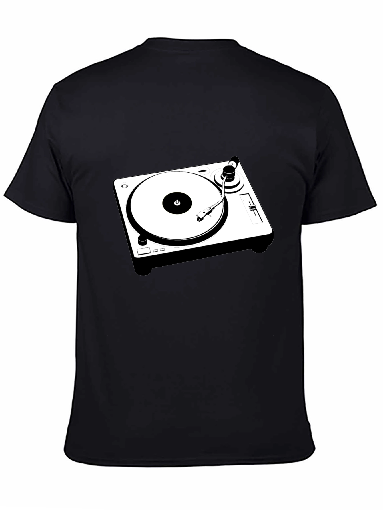 Black T-Shirt with Turntable Graphic