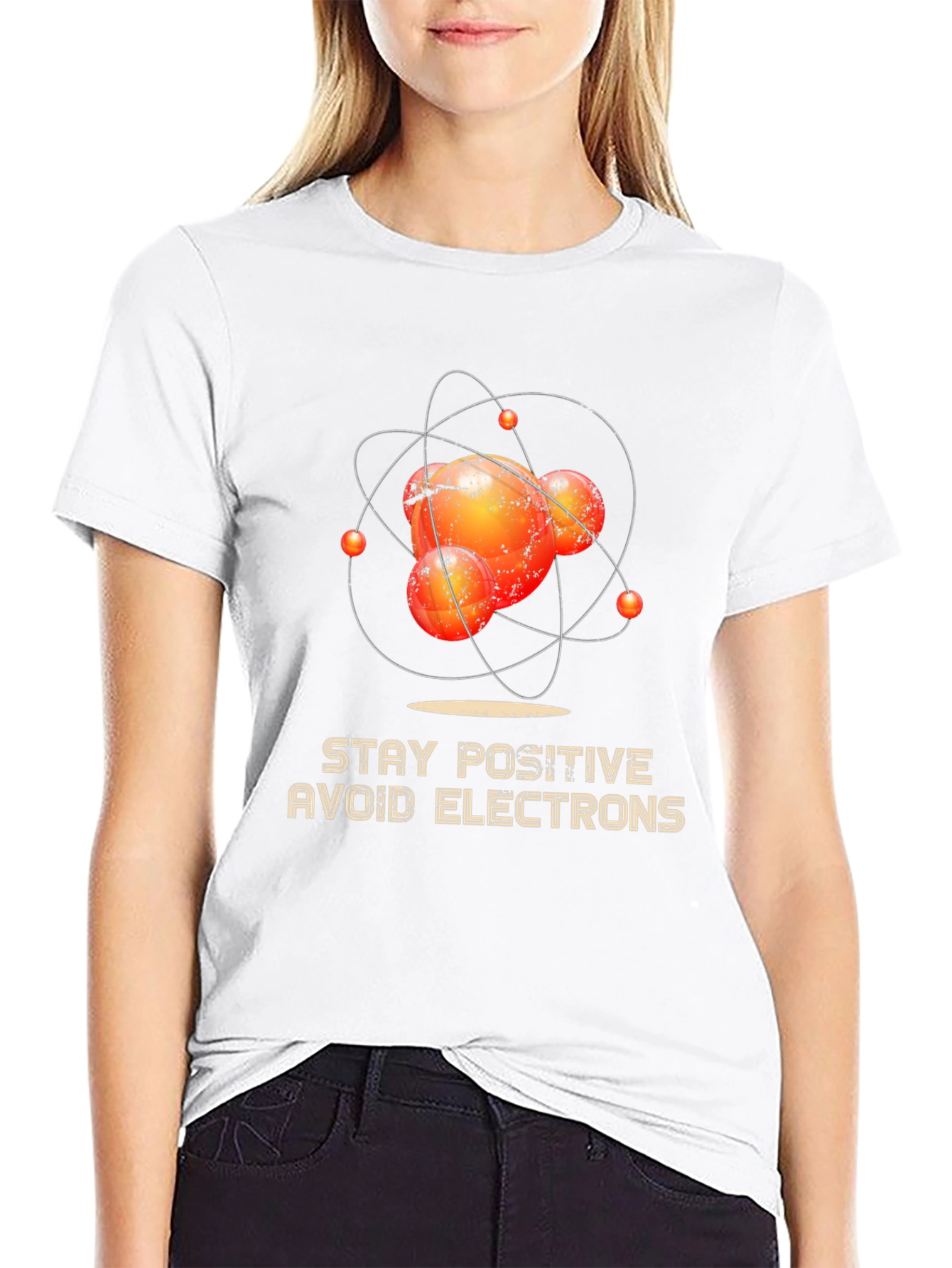 Stay Positive Avoid Electrons Graphic Tee