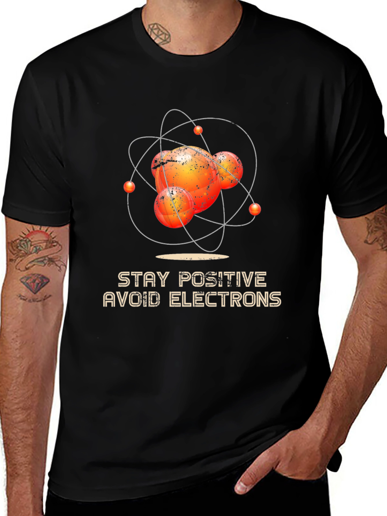 Stay Positive Avoid Electrons Graphic Tee