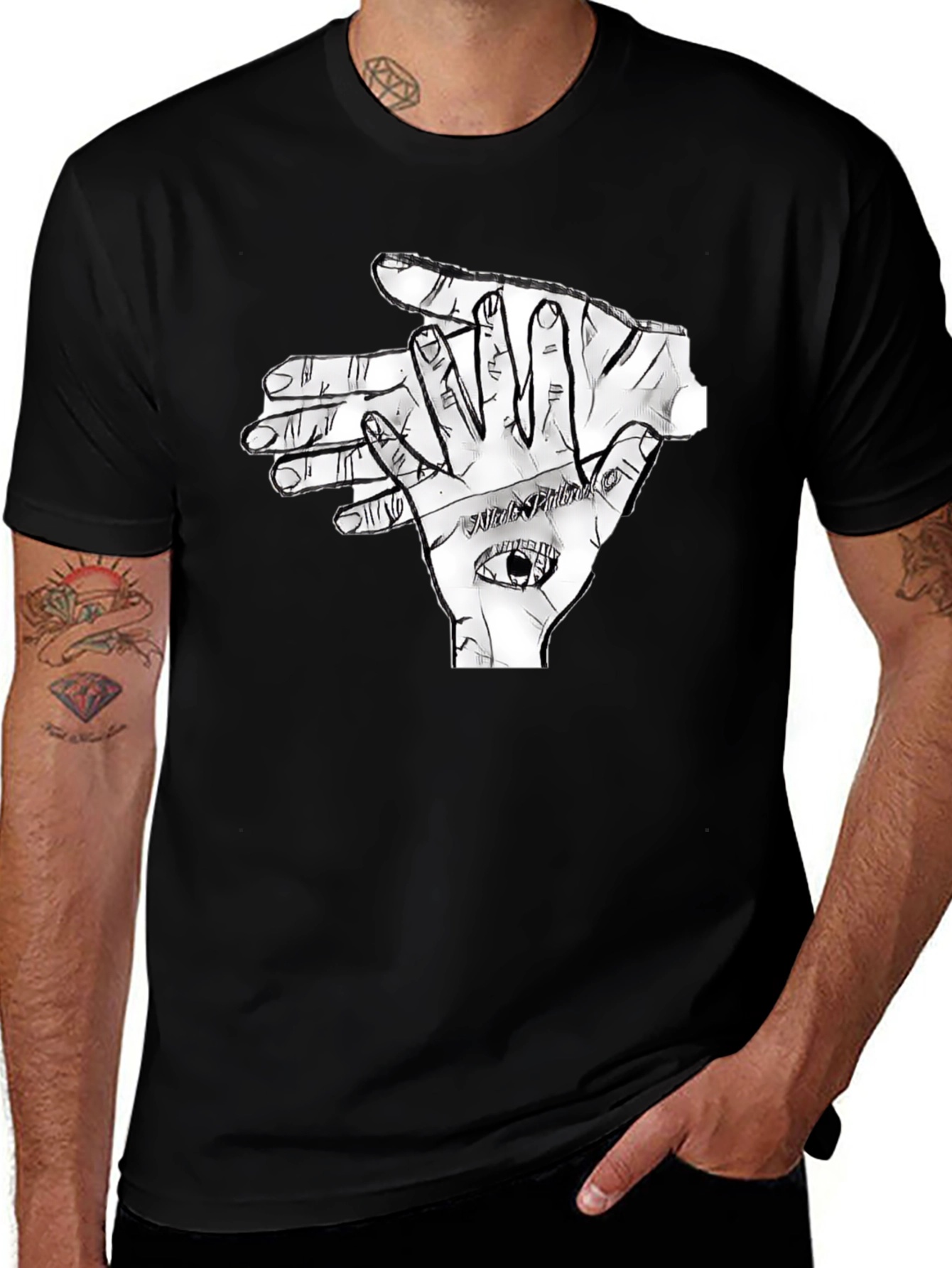 Eye Hand Graphic T-Shirt - Black