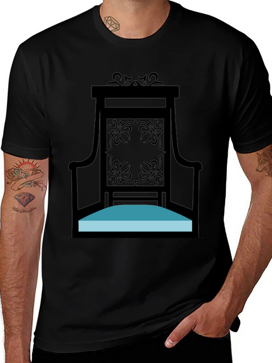 Elegant Throne Graphic Tee - Black Cotton Shirt