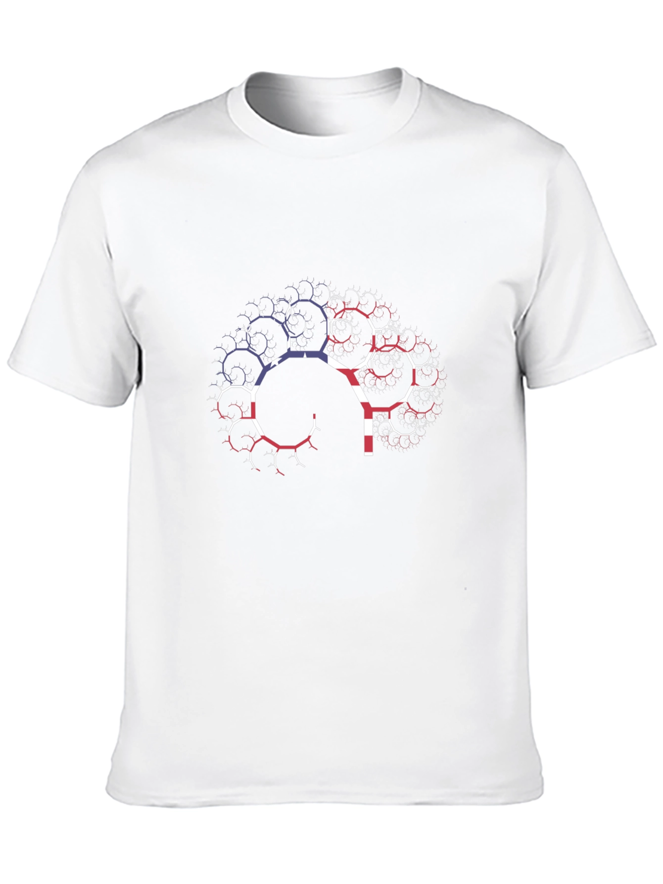 USA Flag Brain Fractal T-Shirt - Black