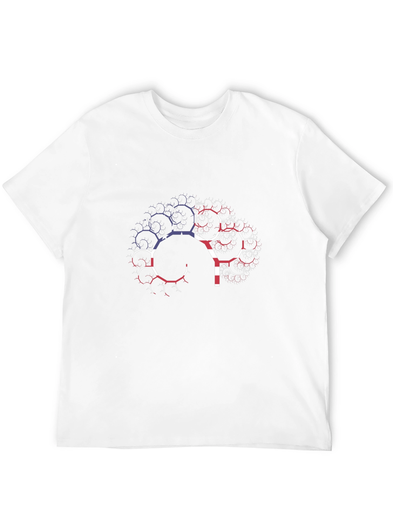 USA Flag Brain Fractal T-Shirt - Black