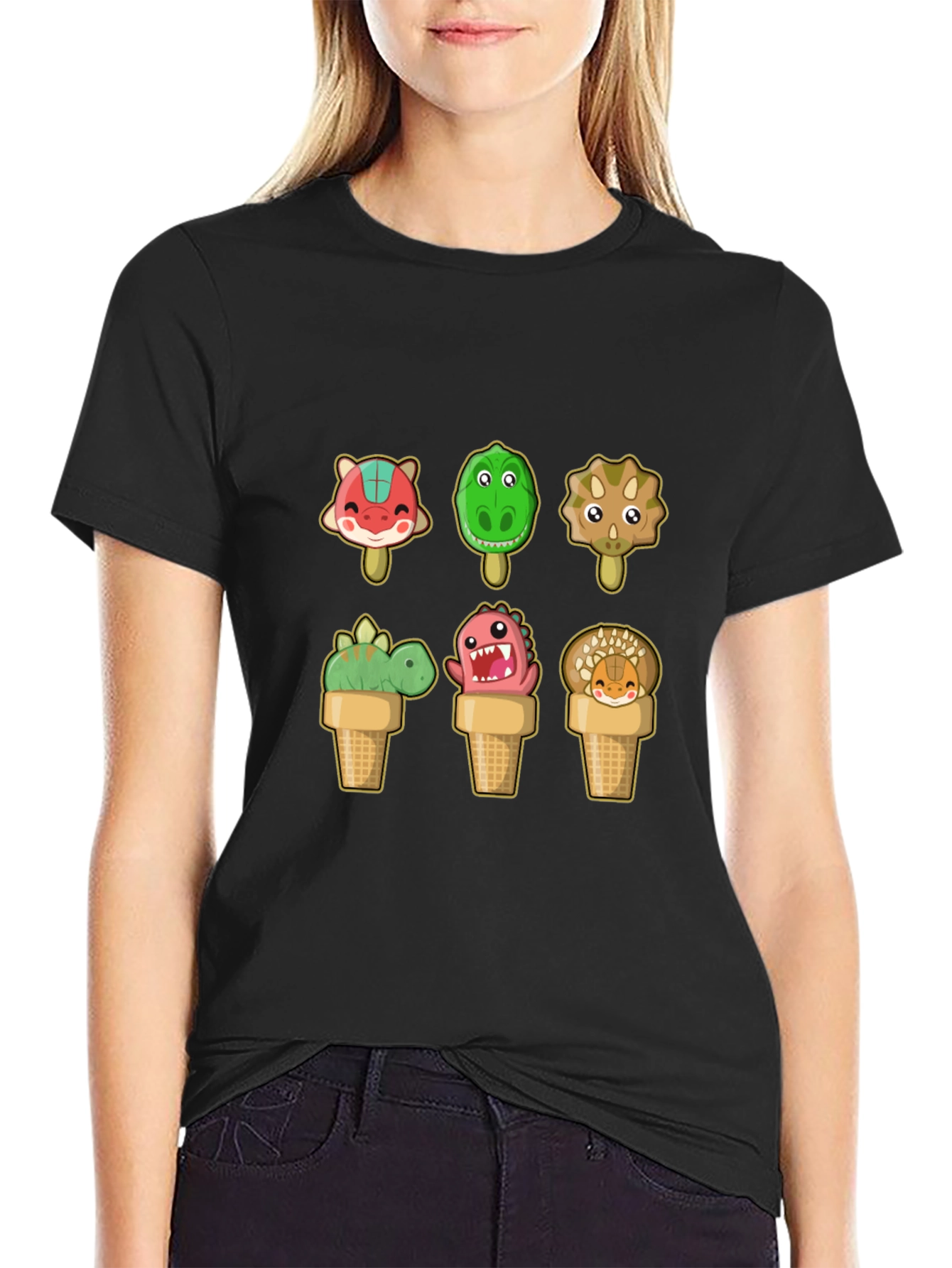 Dinosaur Ice Cream T-Shirt - Fun Cartoon Design