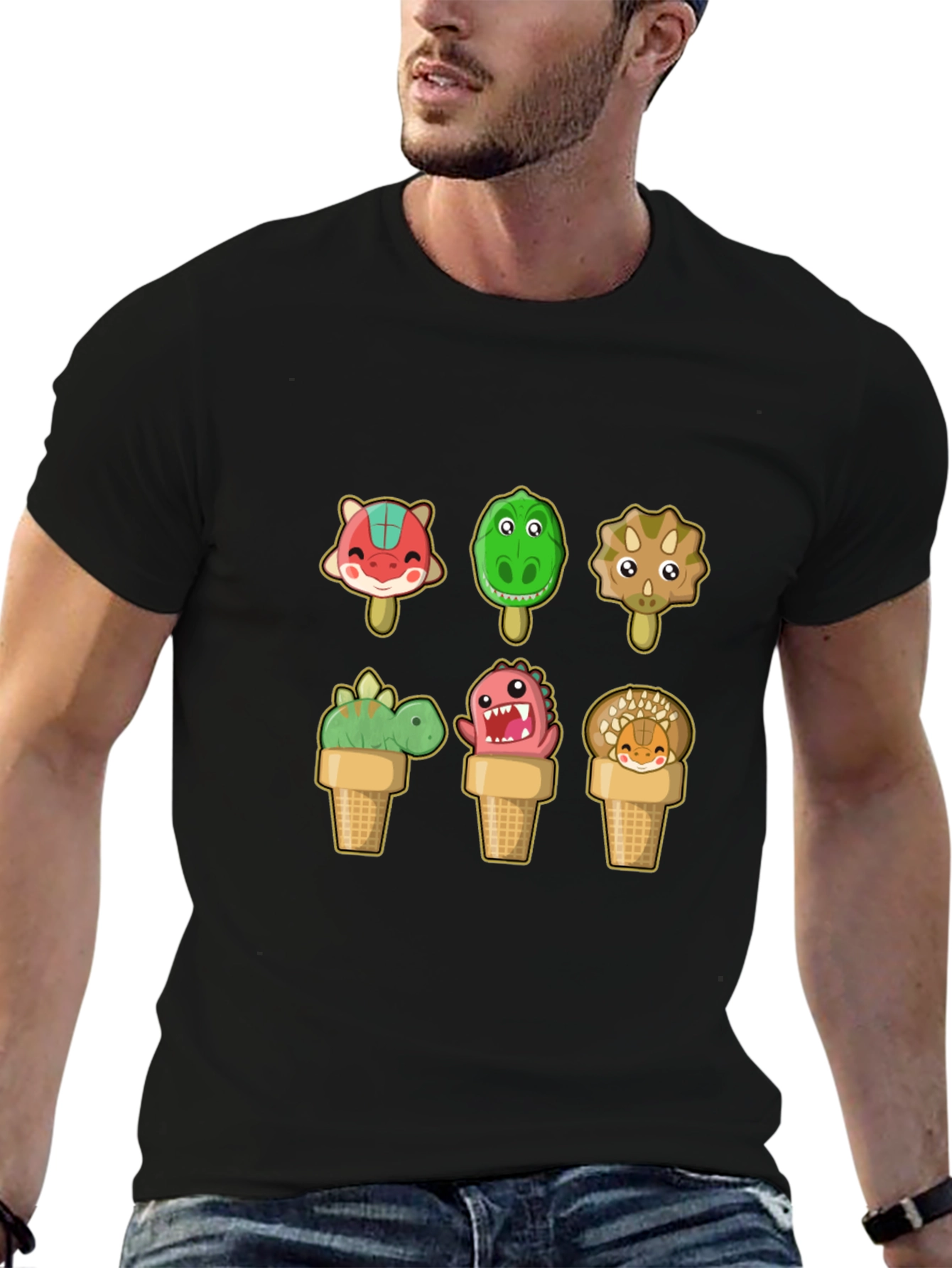 Dinosaur Ice Cream T-Shirt - Fun Cartoon Design
