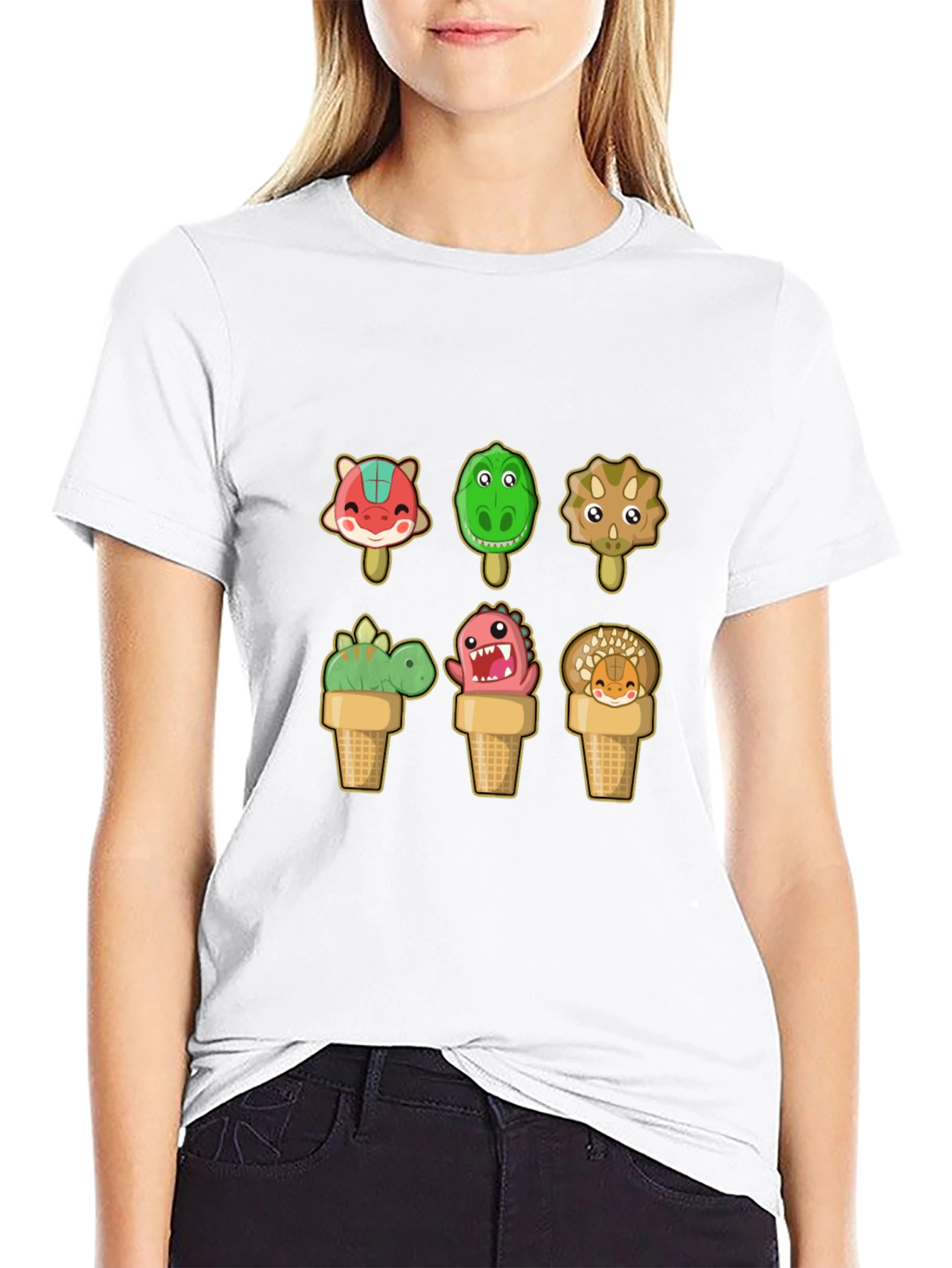Dinosaur Ice Cream T-Shirt - Fun Cartoon Design