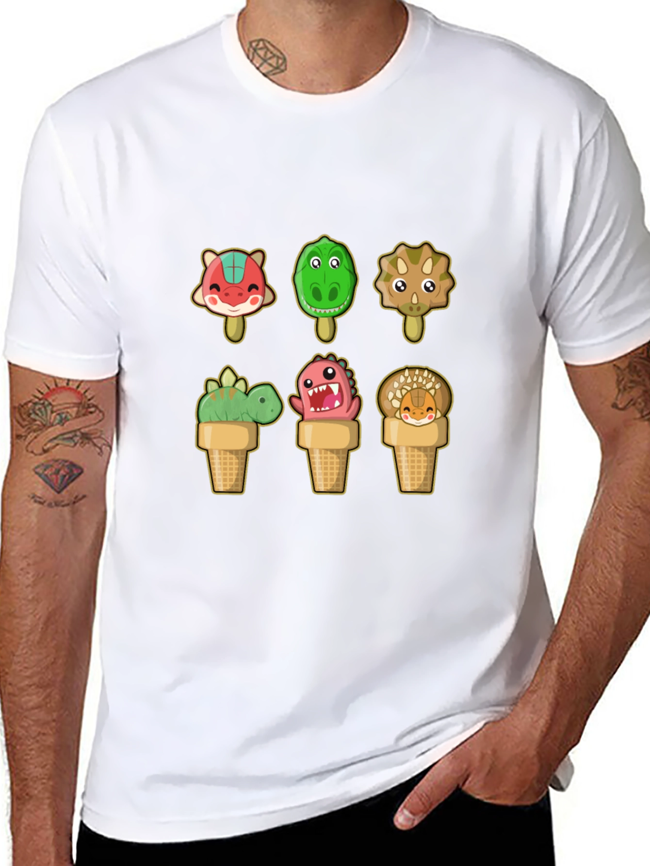 Dinosaur Ice Cream T-Shirt - Fun Cartoon Design