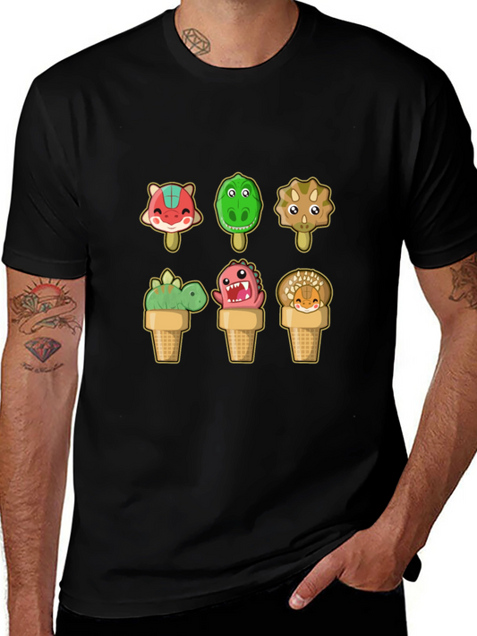 Dinosaur Ice Cream T-Shirt - Fun Cartoon Design