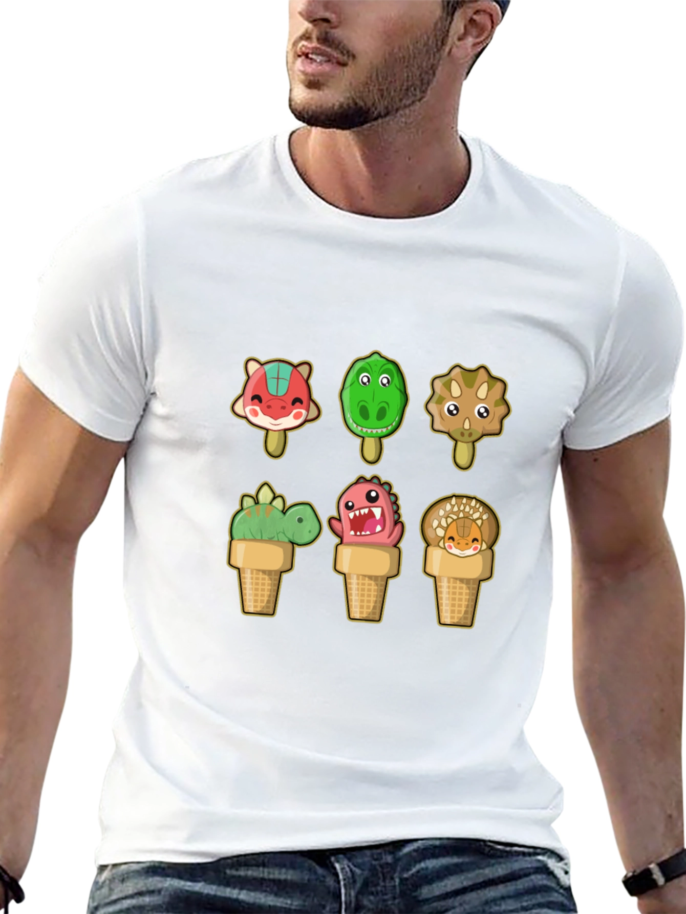 Dinosaur Ice Cream T-Shirt - Fun Cartoon Design