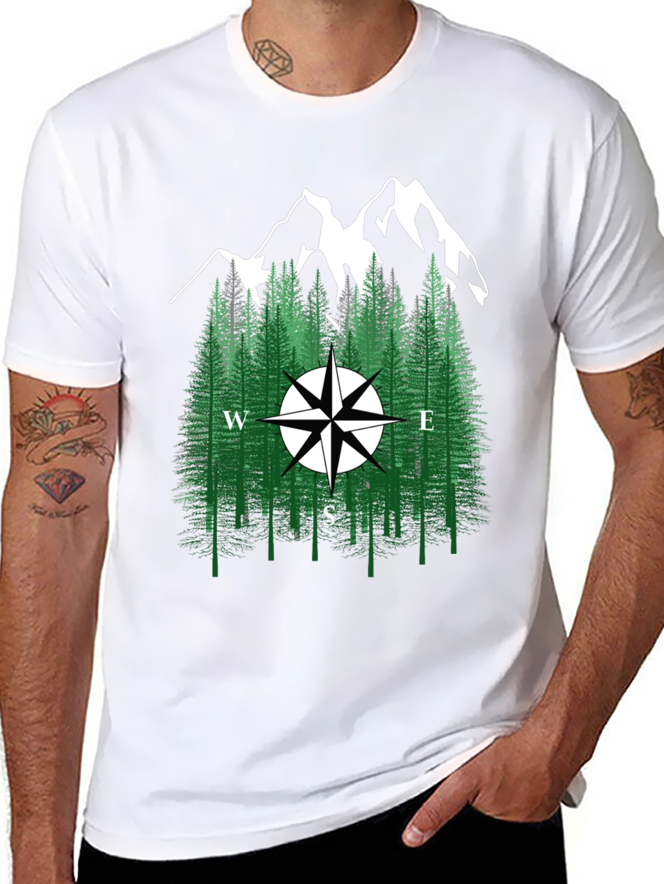 Mountain Compass Graphic Tee - Nature Adventure Shirt