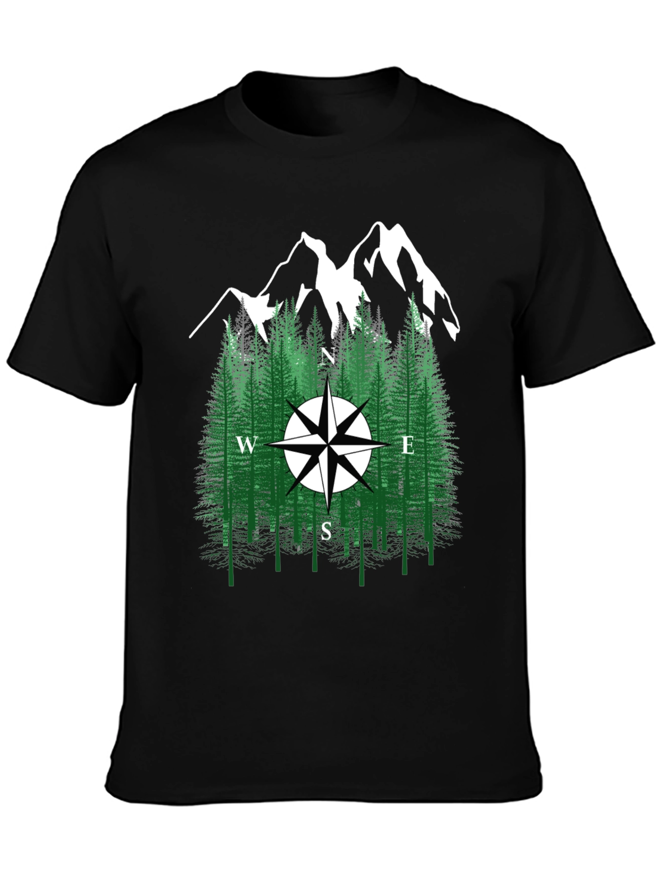 Mountain Compass Graphic Tee - Nature Adventure Shirt