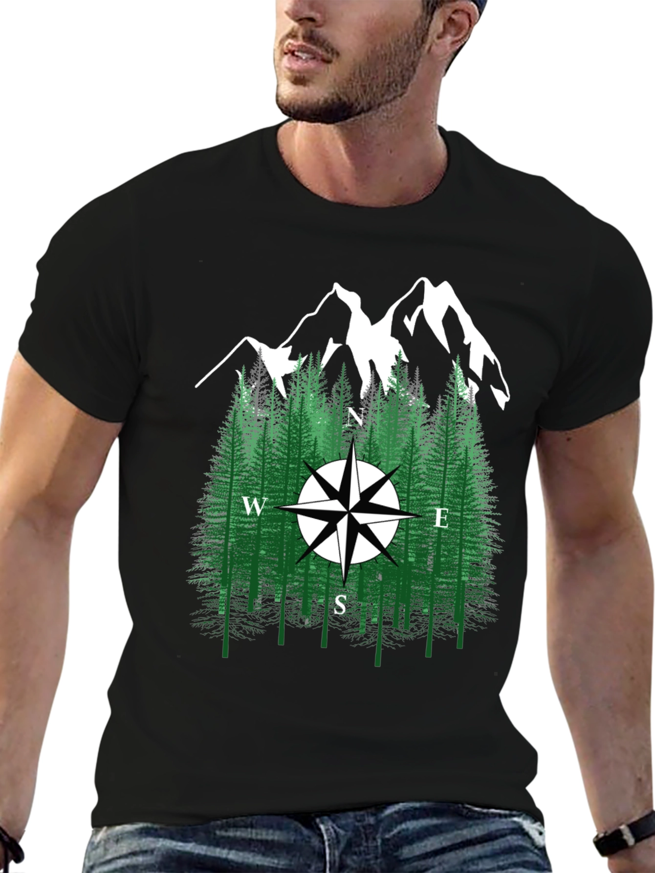 Mountain Compass Graphic Tee - Nature Adventure Shirt