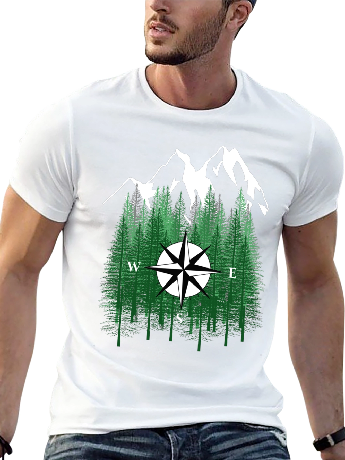 Mountain Compass Graphic Tee - Nature Adventure Shirt