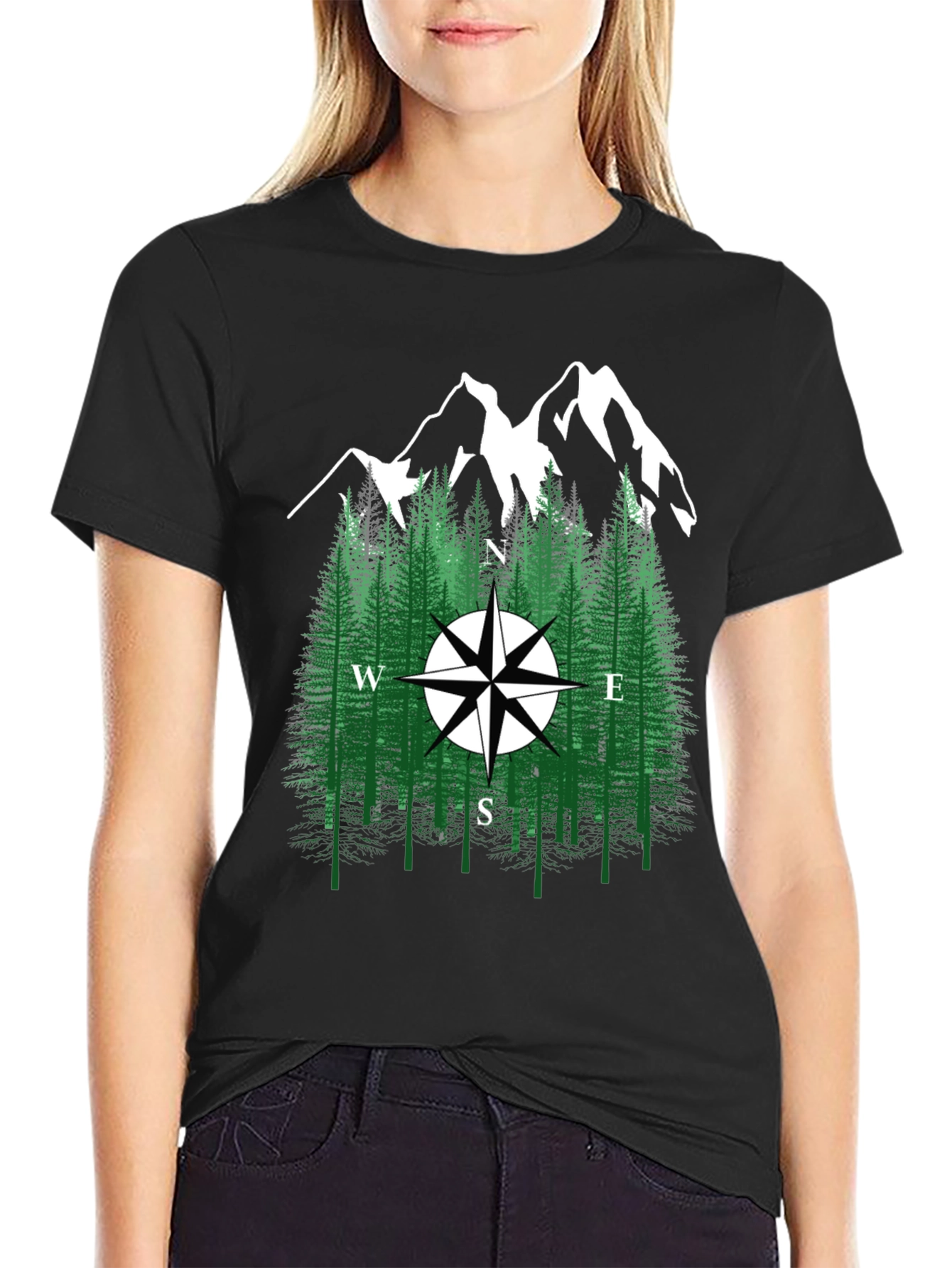 Mountain Compass Graphic Tee - Nature Adventure Shirt