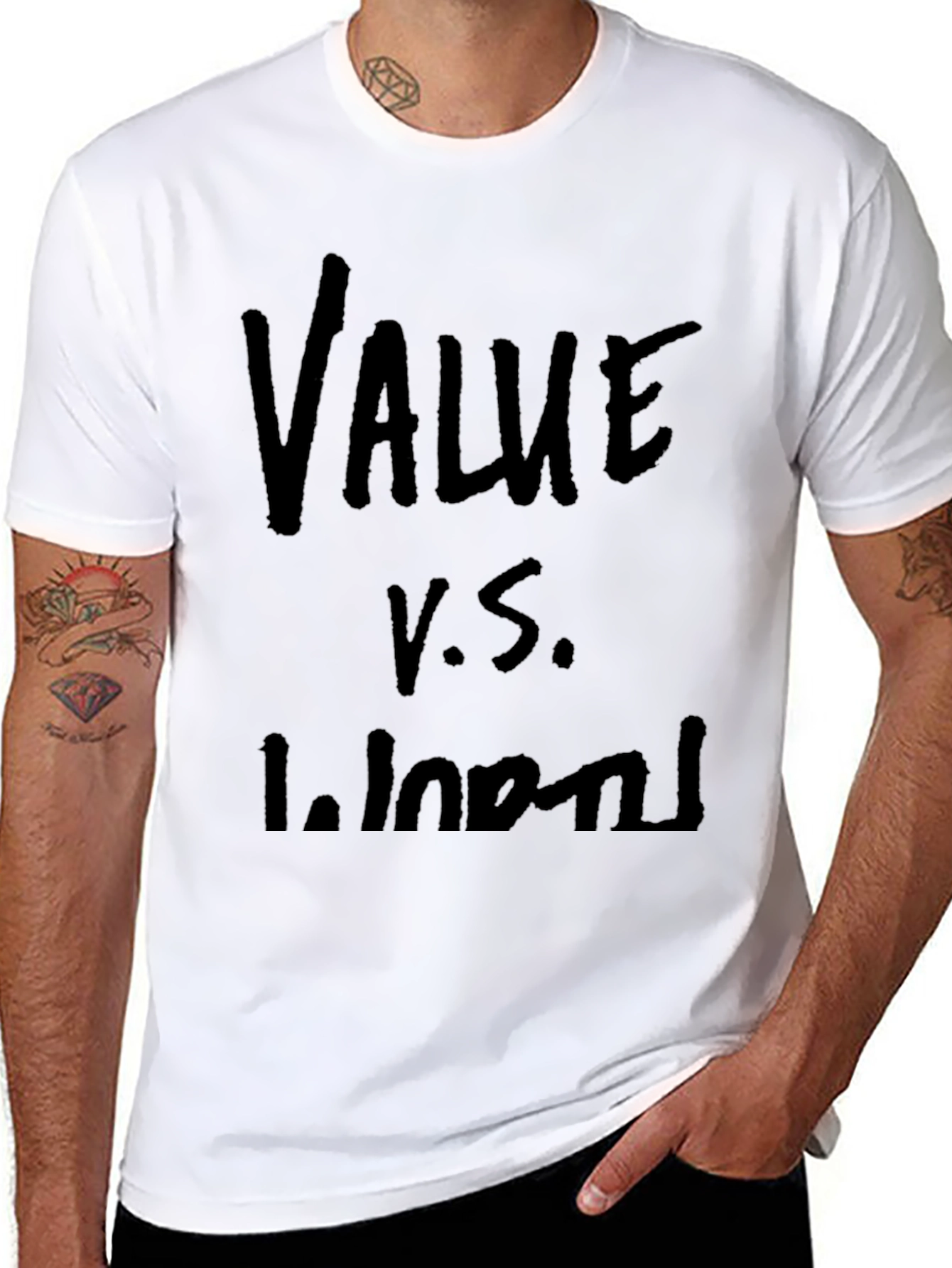 Value vs. Worth Graphic T-Shirt - Black