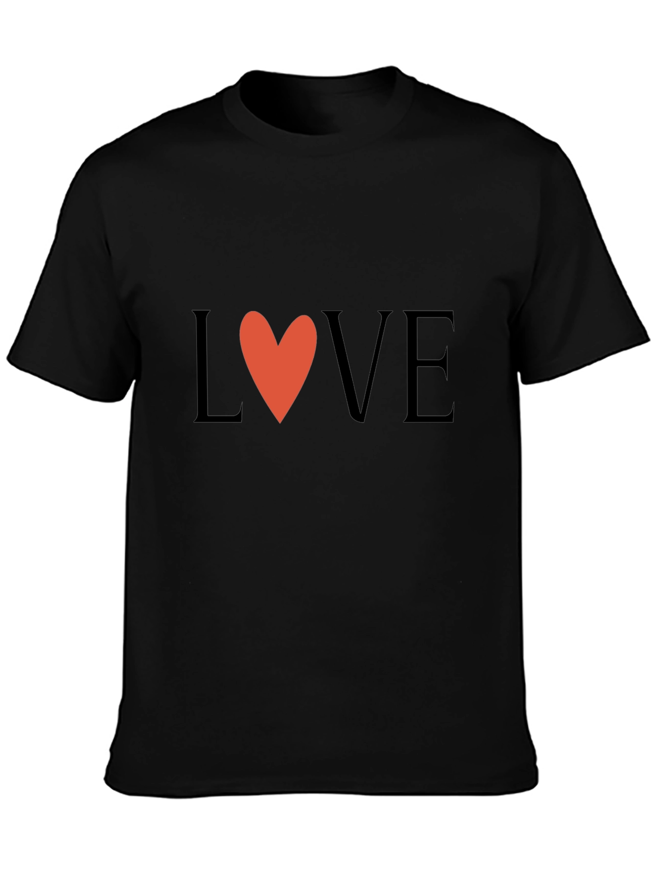 Love Heart Graphic Black T-Shirt