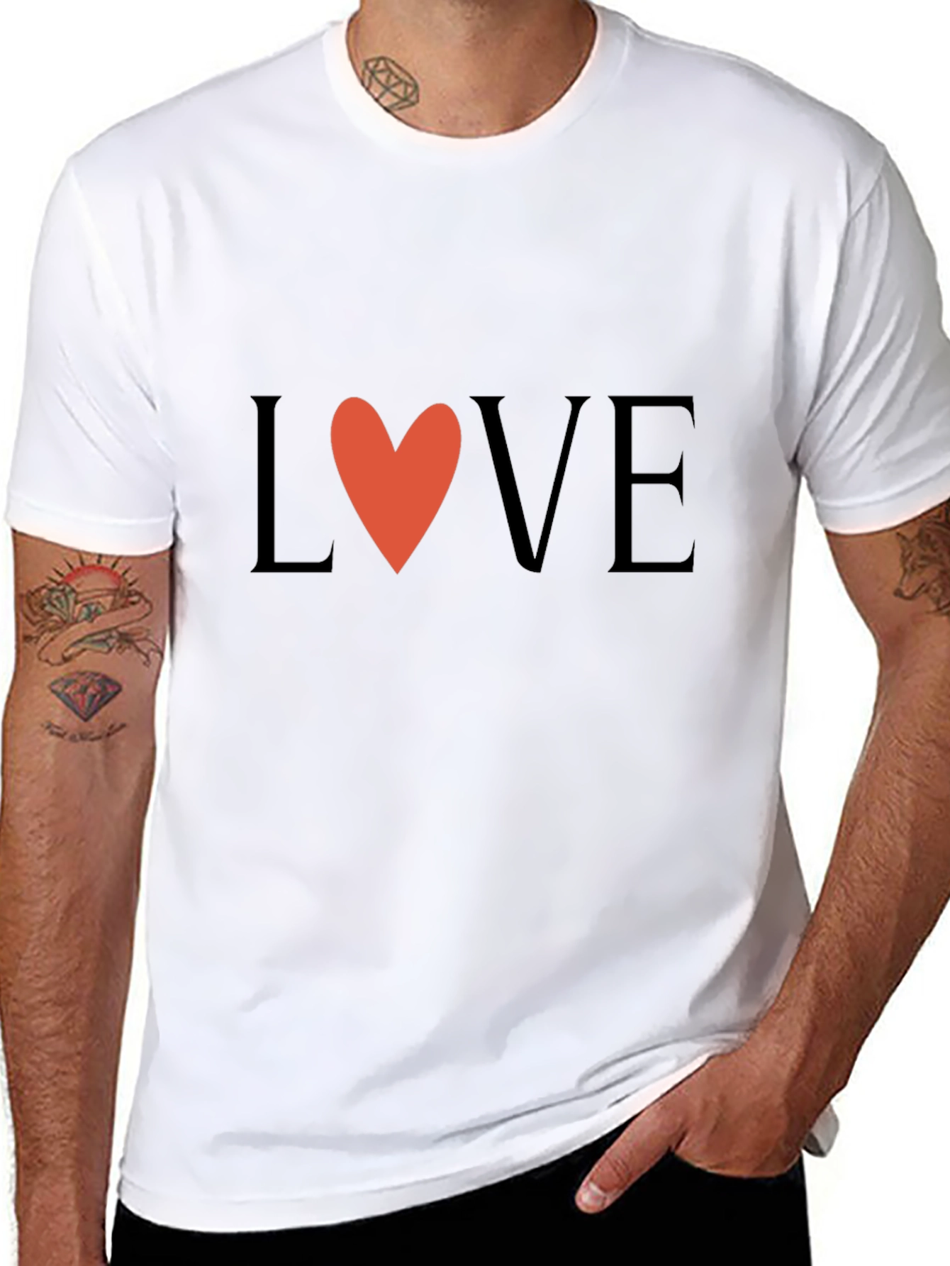 Love Heart Graphic Black T-Shirt