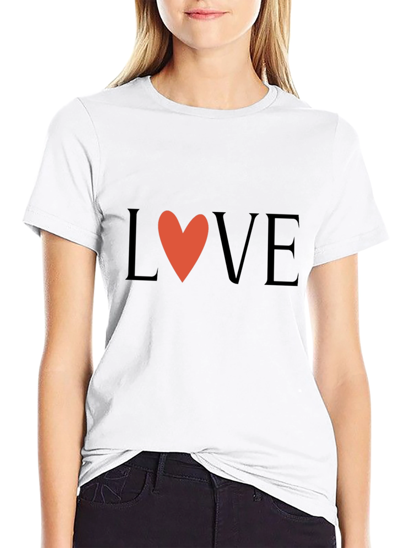 Love Heart Graphic Black T-Shirt