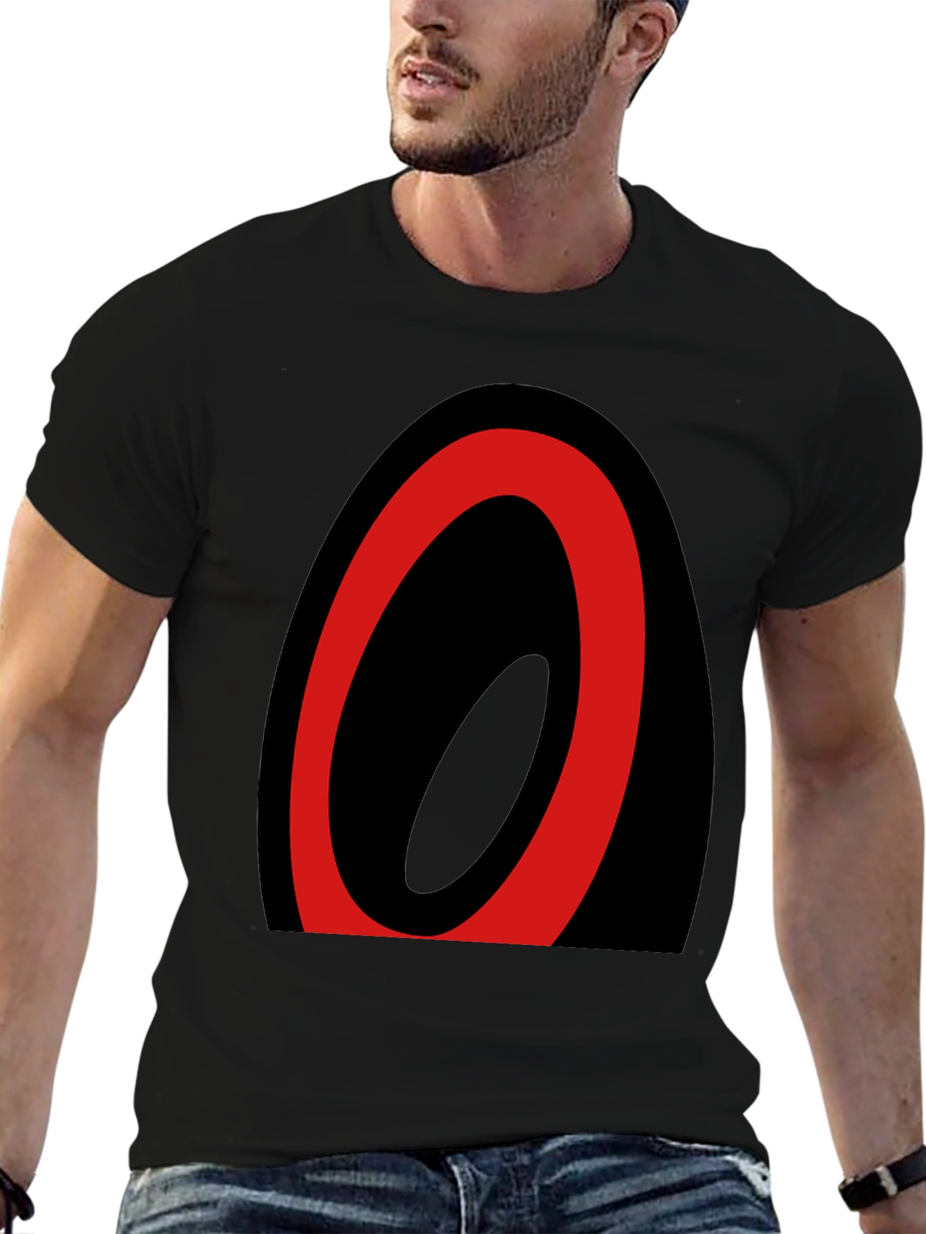 Abstract Oval Graphic Tee - Black
