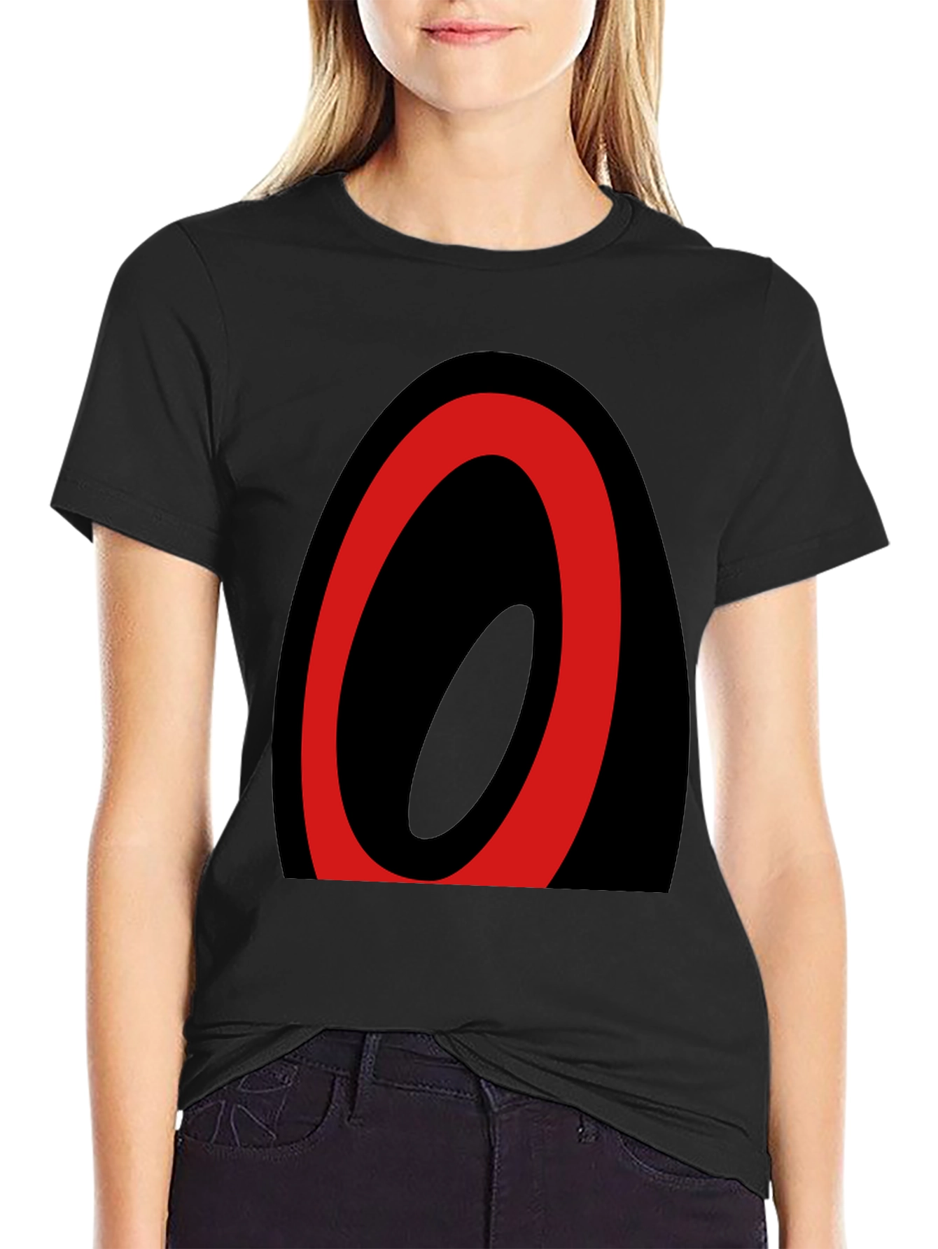 Abstract Oval Graphic Tee - Black